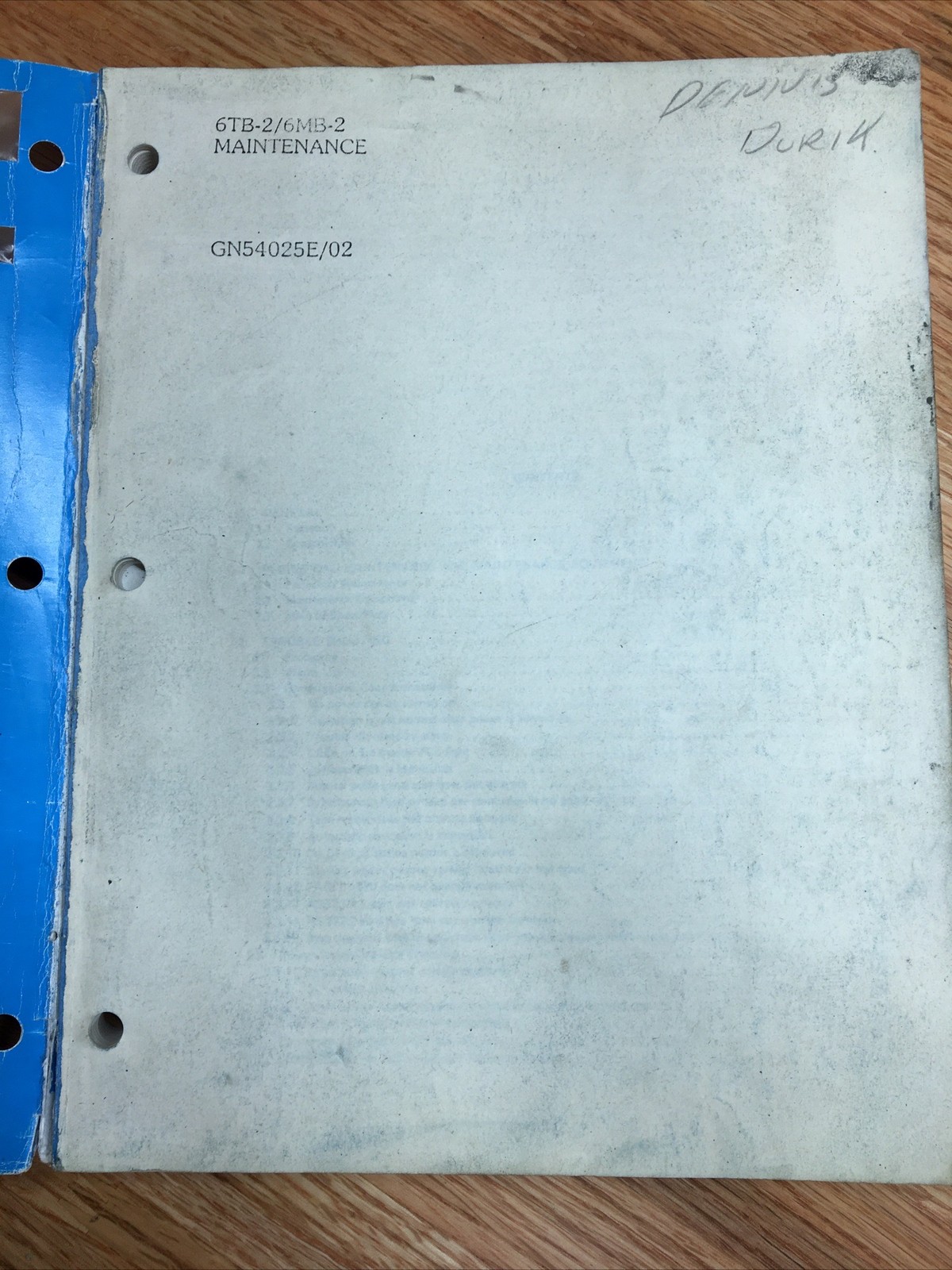 GENERAL NUMERIC GN54025E/02 CNC Control Manual 6TB-2/6MB-2 Maintenance