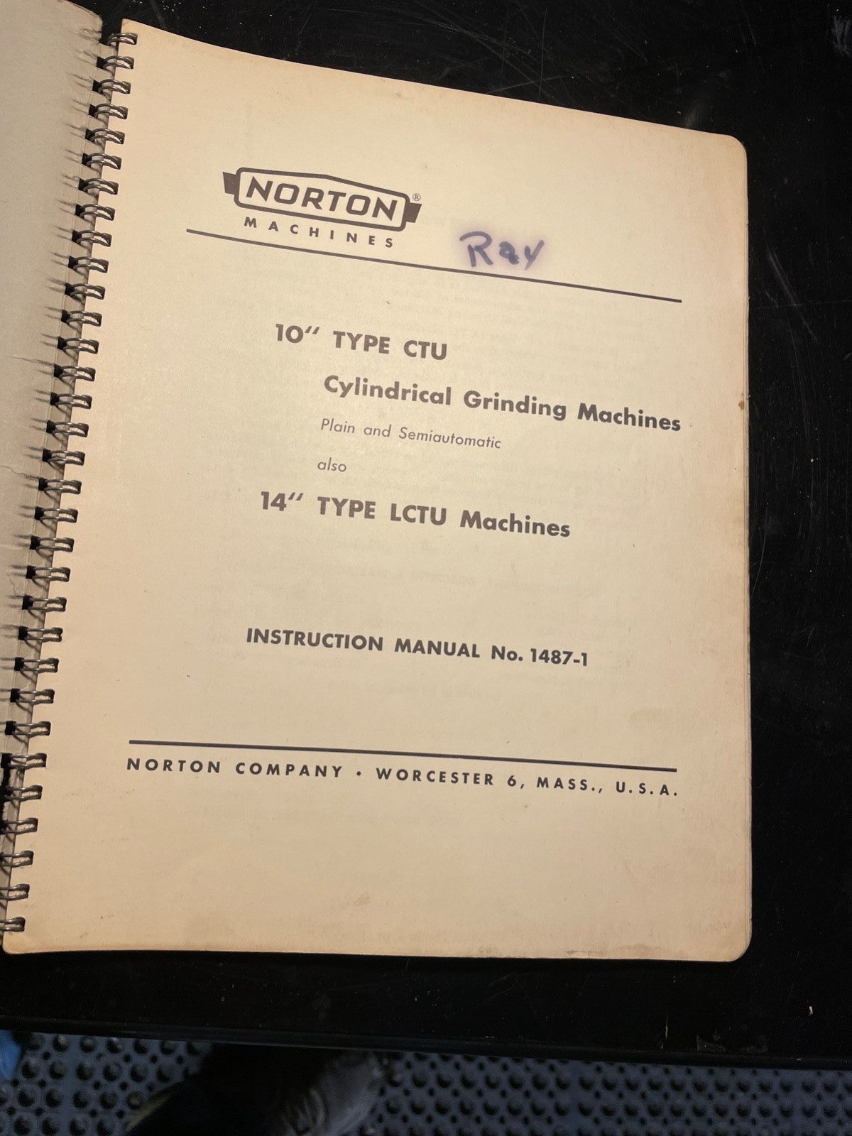 Norton 10″ Type CTU & 14″ Type LCTU Cylindrical Grinding Machines Manual
