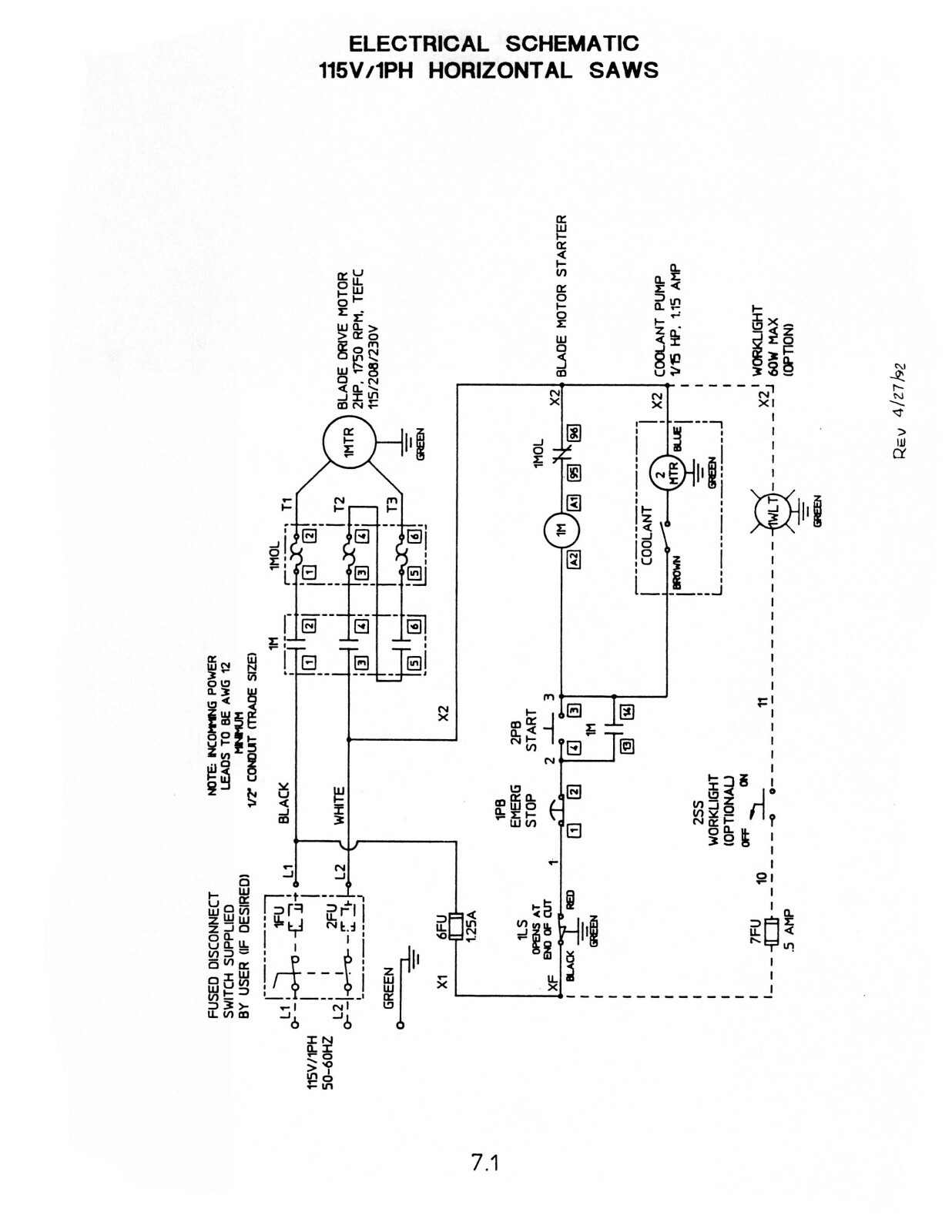 Kalamazoo U816, H8AW, H9AW, 13AW Bandsaw Operating & Maintenance Manual #1715