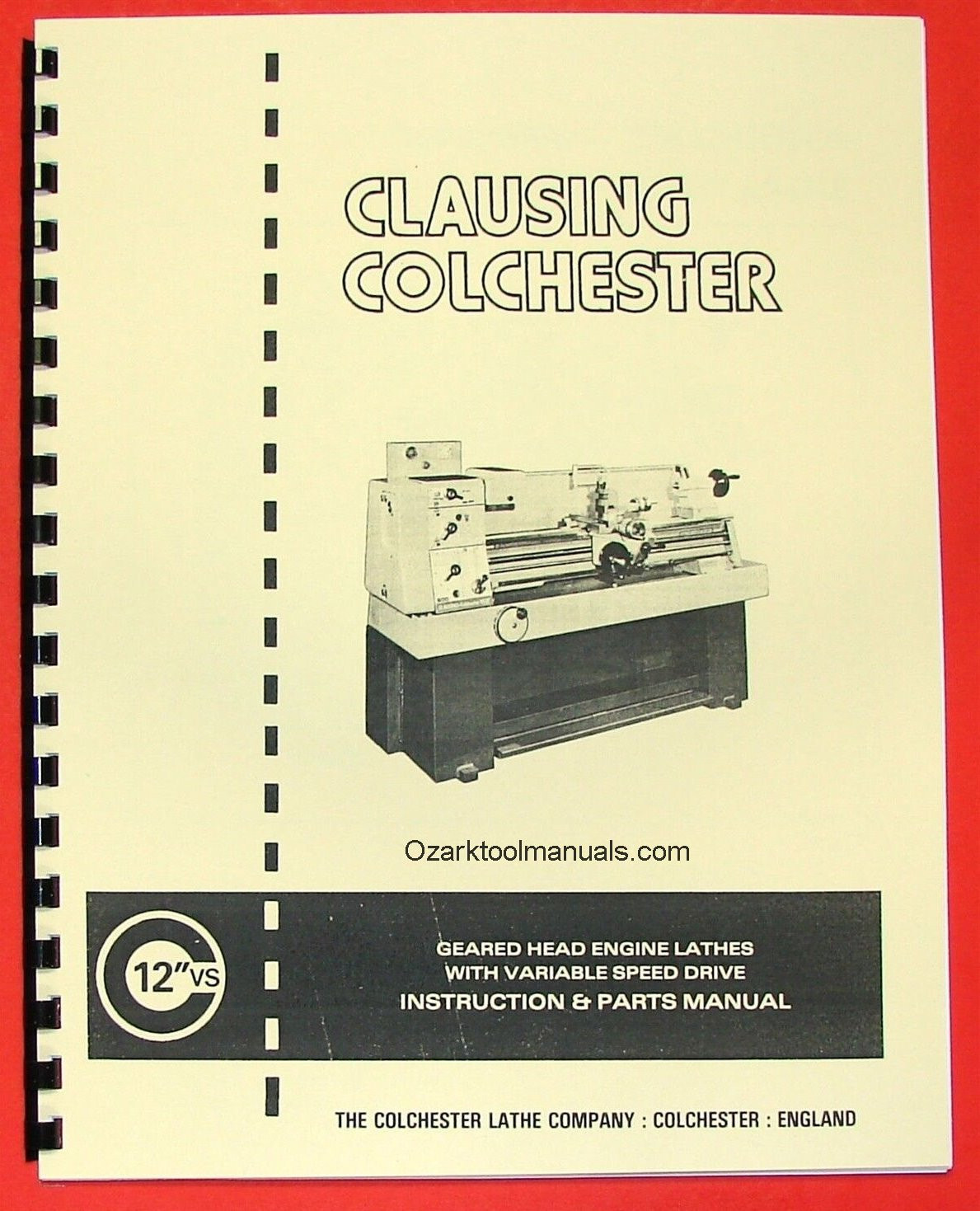 CLAUSING Colchester 600 VS 12″ Metal Lathe Owner Operator Parts Manual 0153