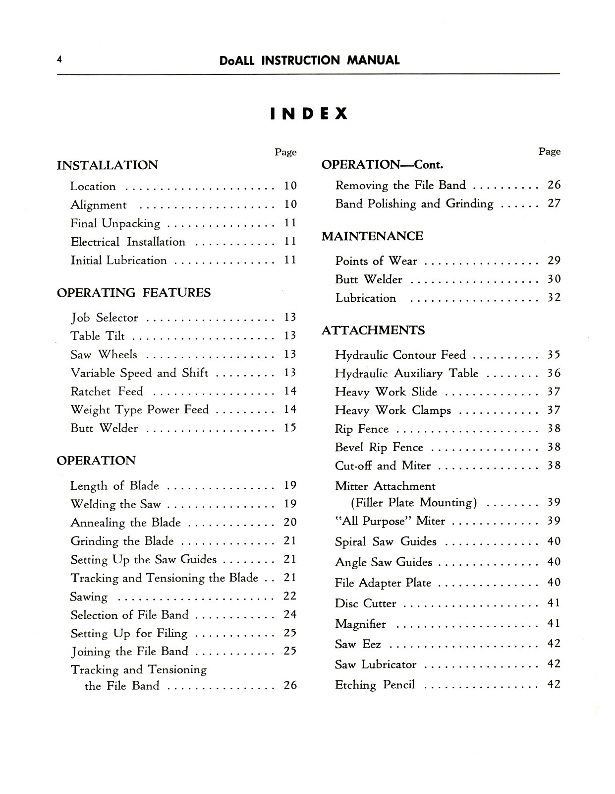 DoALL Bandsaw Models 16-2, 26-2, 36-2, 60-2 Operation-Maintenance Manual *1423
