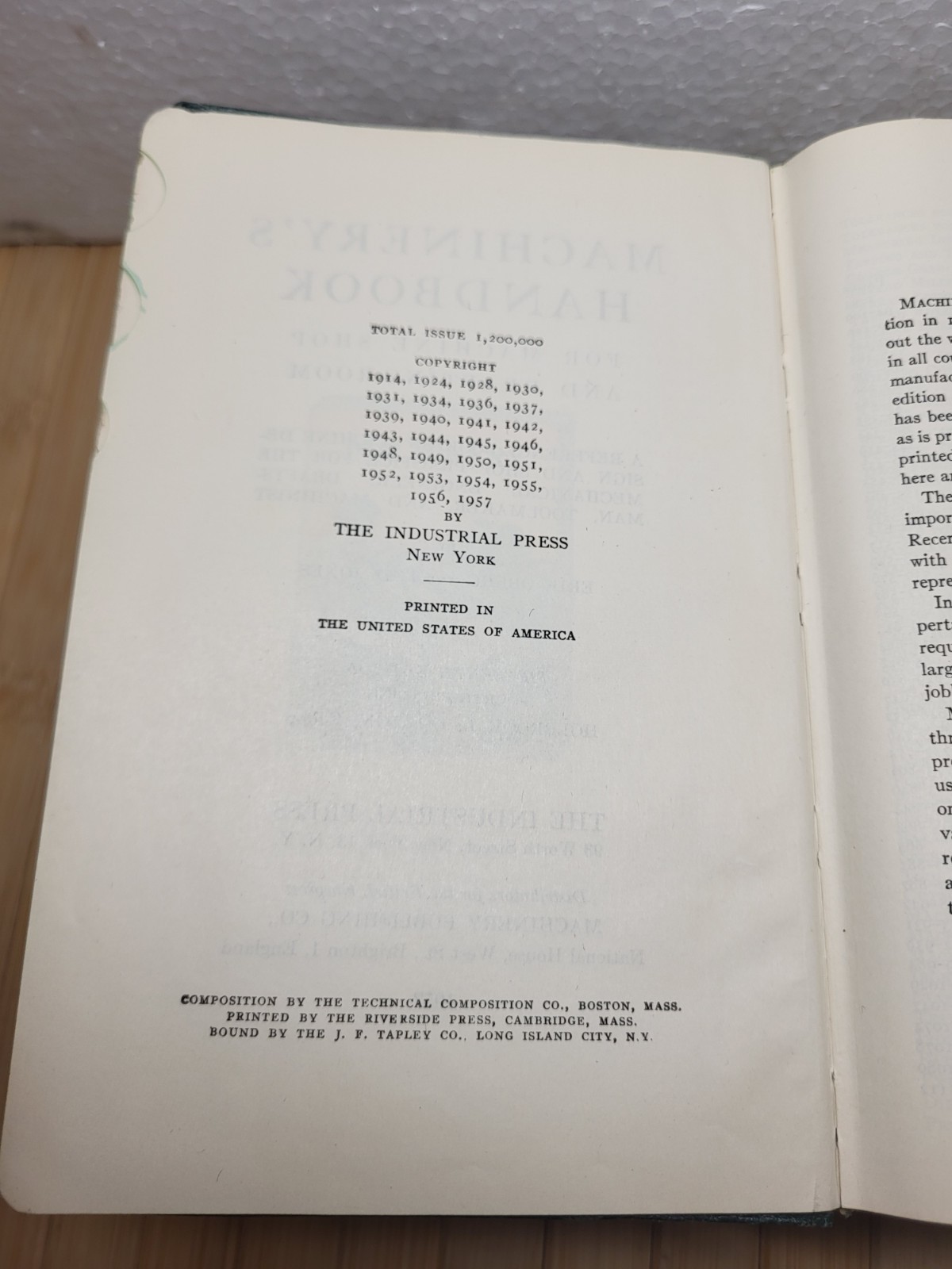 Vintage Machinery’s Handbook 15th Edition 1957 Machinerys Hand Book