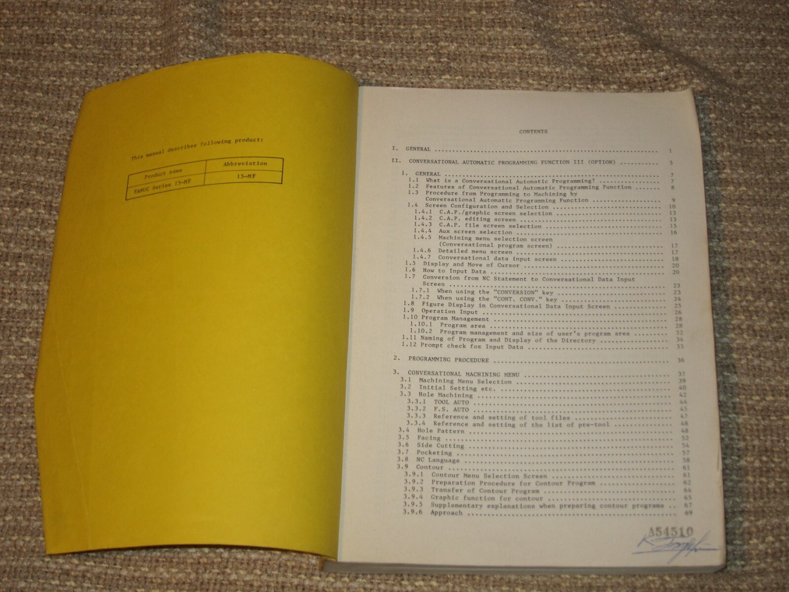 FANUC SERIES 15-MF OPERATORS MANUAL B-61264E/01, Used
