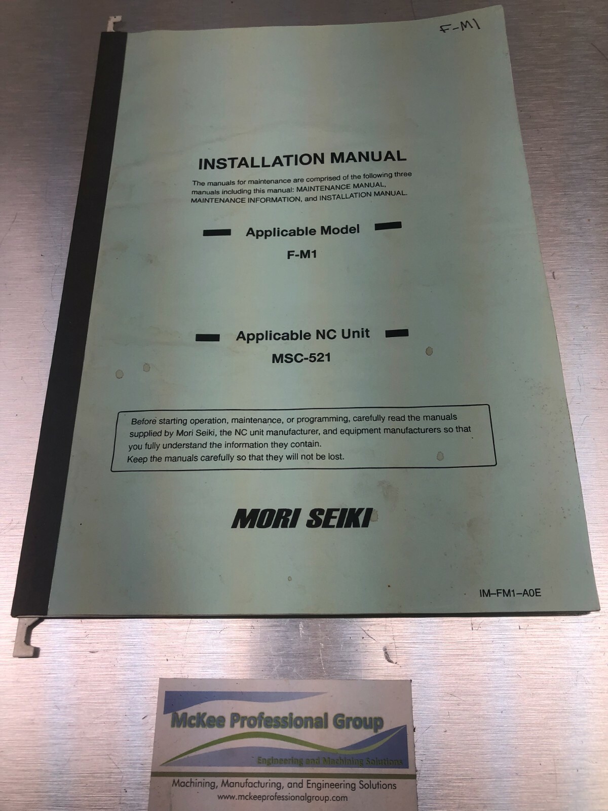 Mori Seiki Installation Manual – F-M1, MSC-521 – IM-FM1-A0E