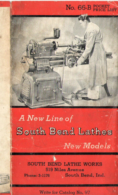 VINTAGE 1938 SOUTH BEND LATHE WORKS 9″ & 16″ NEW MODELS BROCHURE & PRICE LIST!
