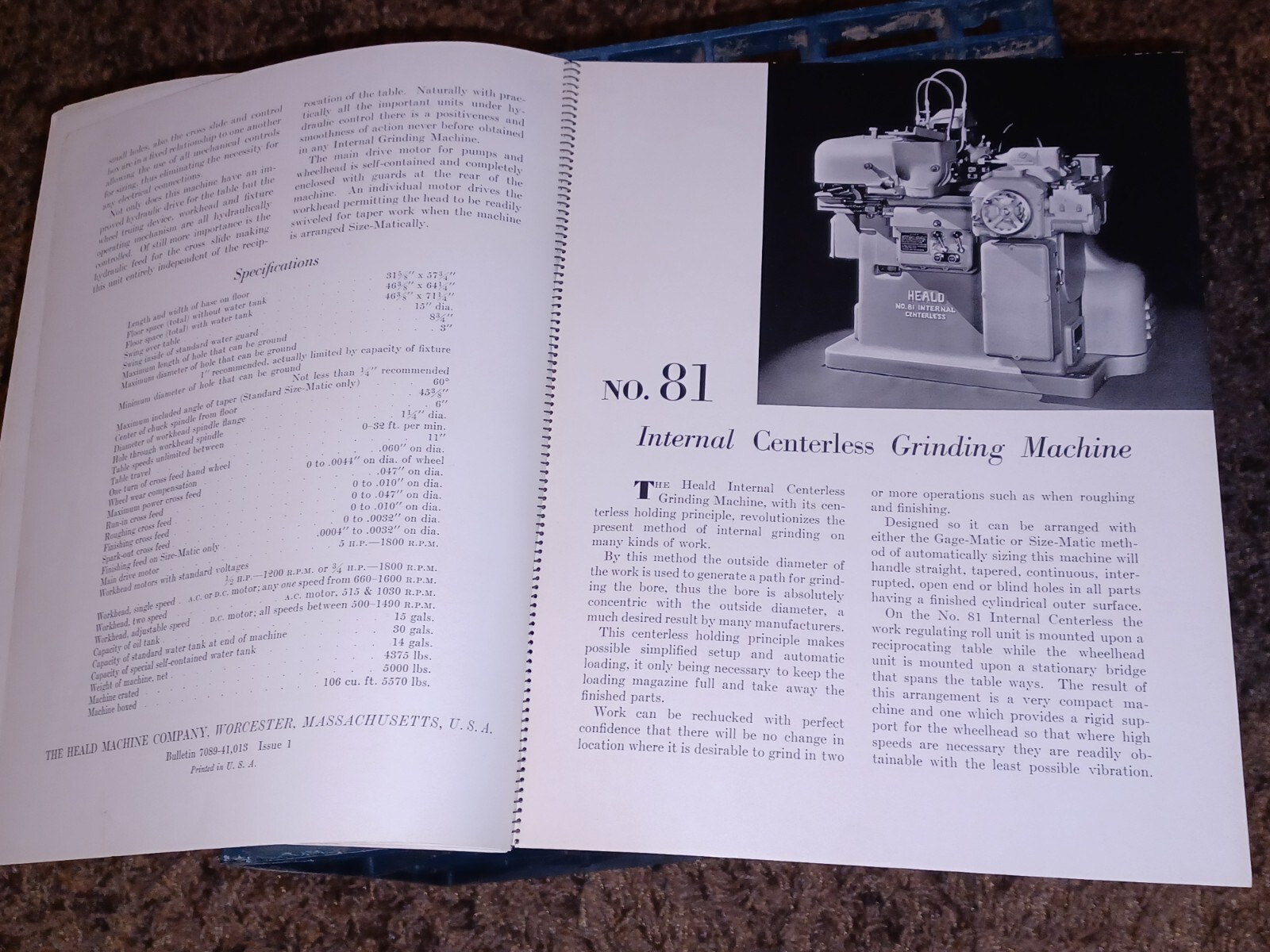 HEALD COMPANY Precision GRINDING BORING Borizing MACHINES CATALOG BOOK Issue 2