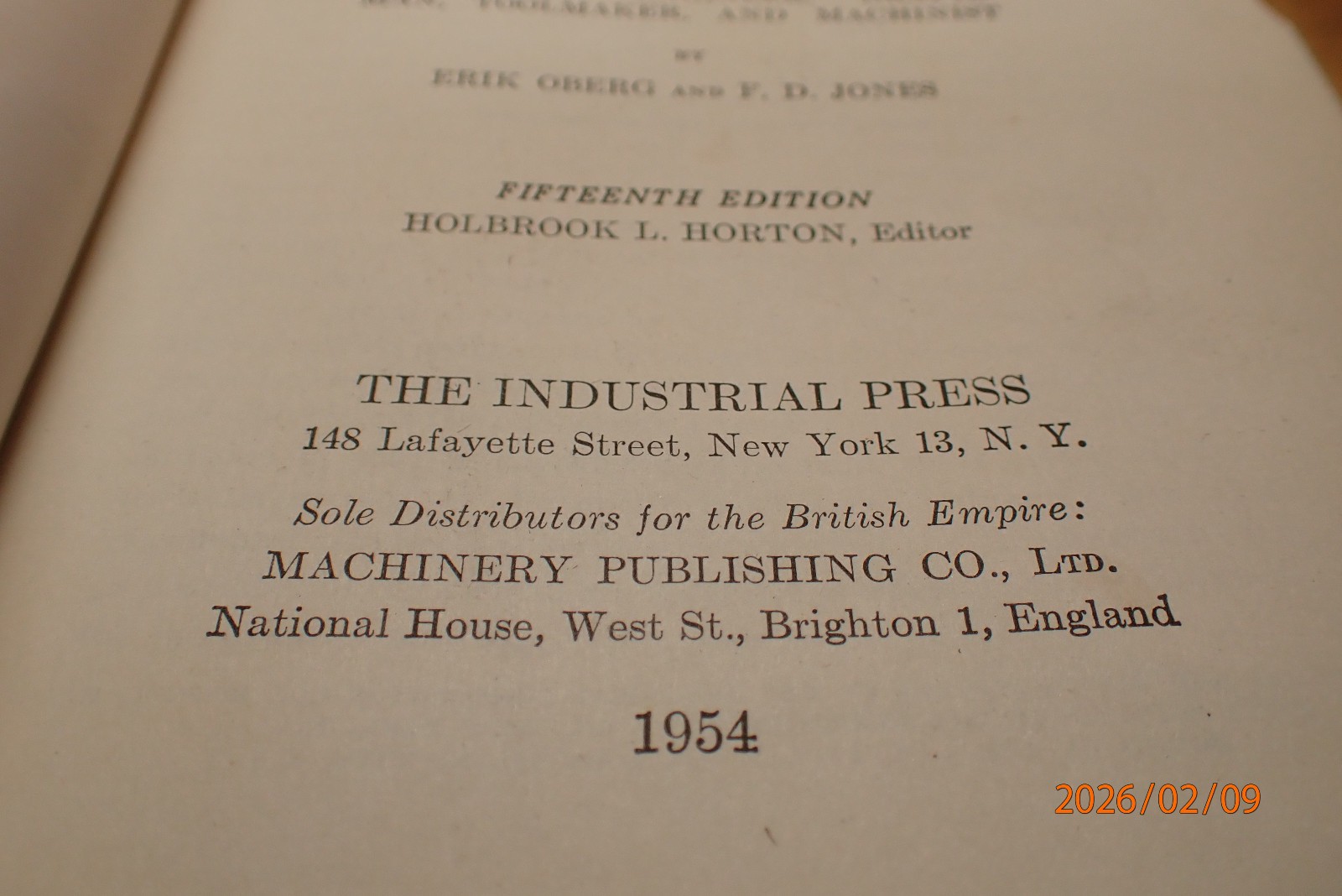 LOT B1: VINTAGE MACHINERY’S HANDBOOK MACHINIST BOOK