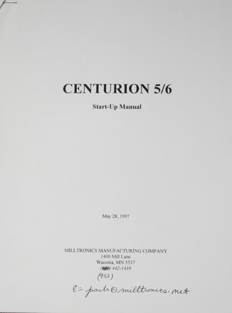 Milltronics Centurion 5/6 Start up Manual w/ Programming 50 Pages 1997