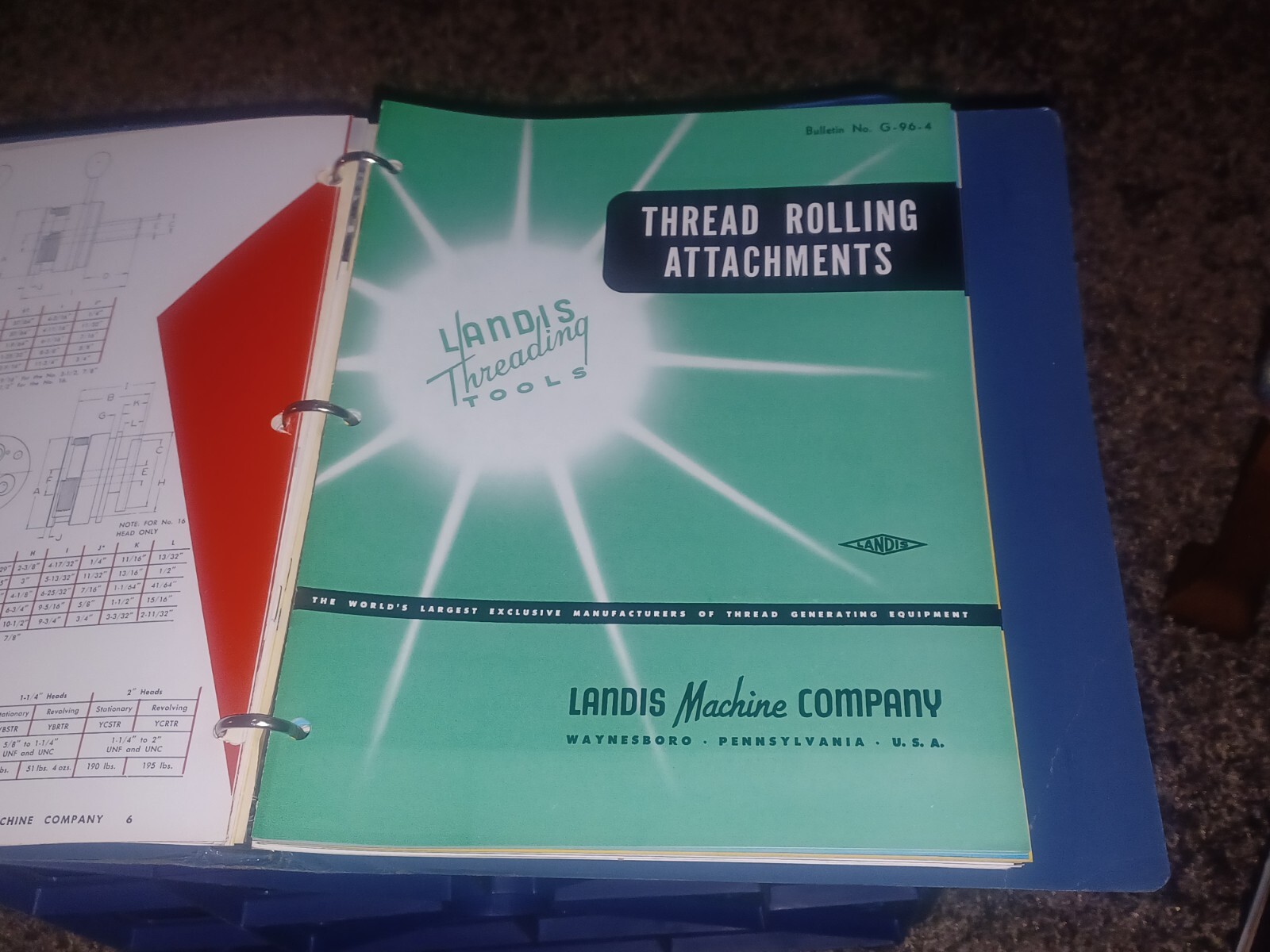 Landis Machine Tool Co THREADING EQUIPMENT Sales Catalog Lot Binder HUGE BOOK!