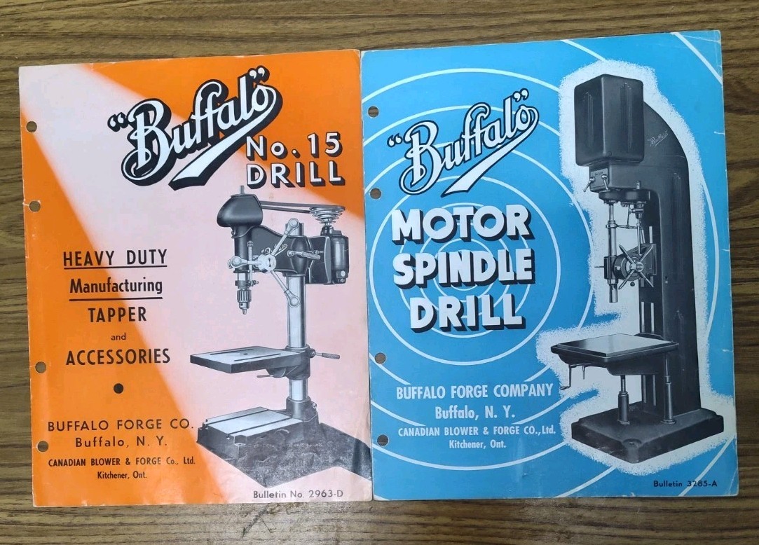 Buffalo Forge Co, NY No. 15 & Motor Spindle Drill Machine Industrial Brochures