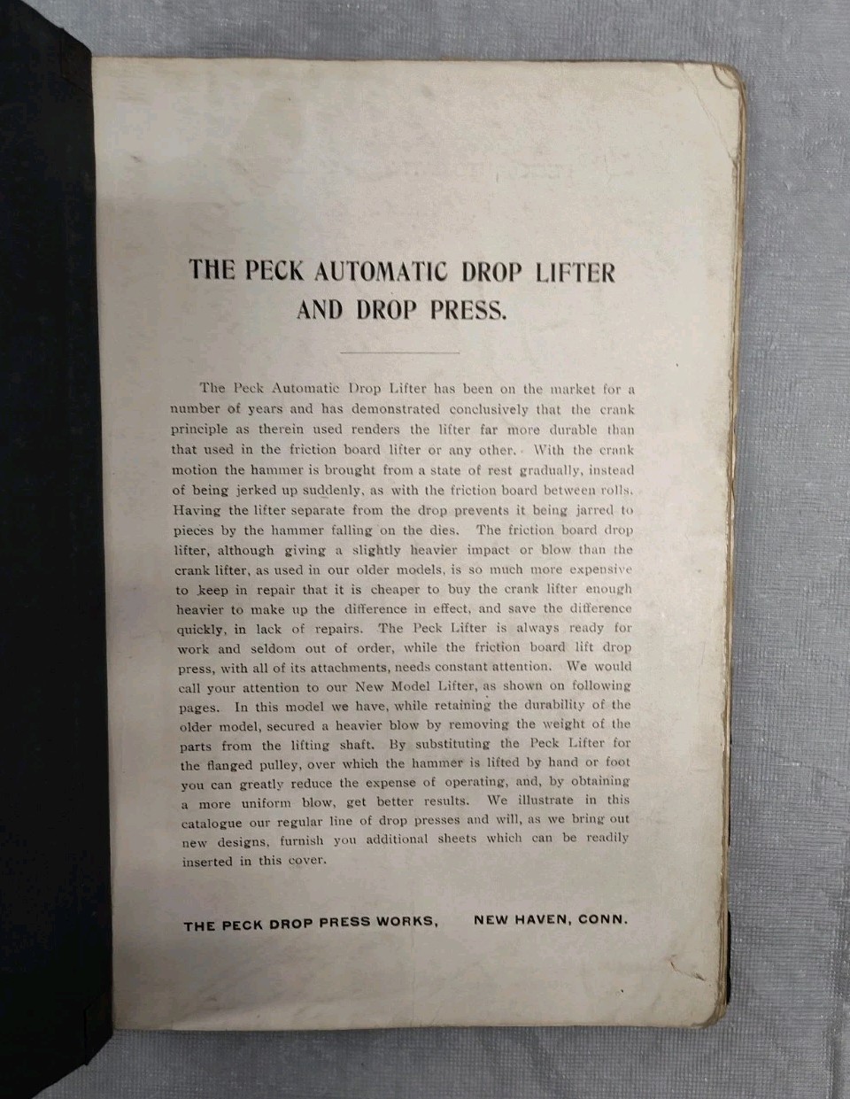 Miner & Peck Mfg Co Drop Lifter Presses Antique Catalog Brochures Advertising CT
