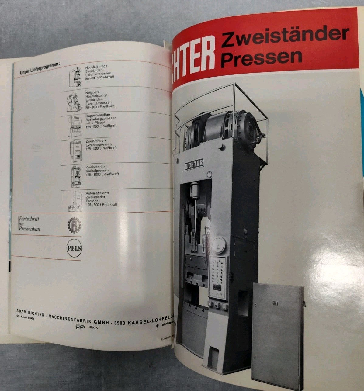 Richter Presses Pels Advertising Brochure Industrial Metal Working Machinery Vtg