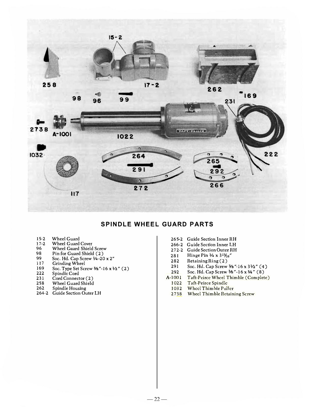 Taft Peirce #1 Surface Grinder Installation, Instruction, & Parts Manual #2143