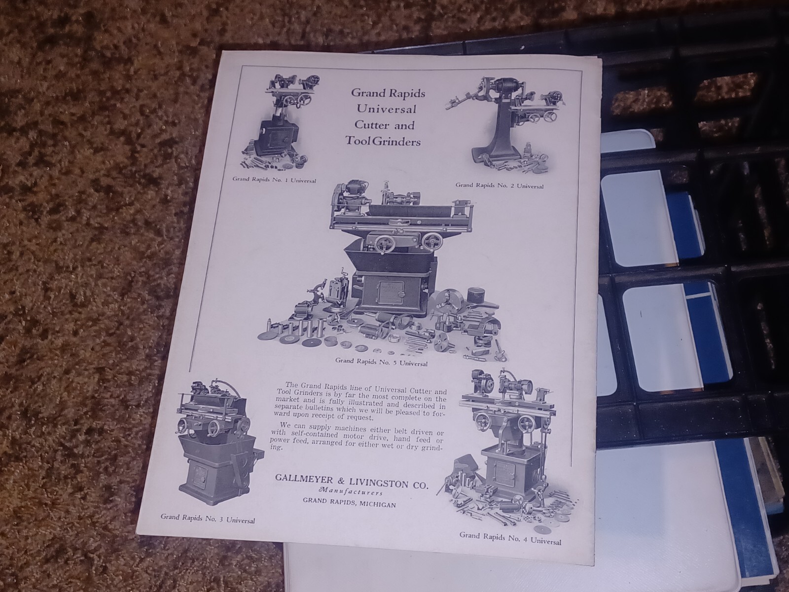 GALLMEYER & LIVINGSTON GRAND RAPIDS Michigan Tool TAP GRINDERS Catalog Book VTG