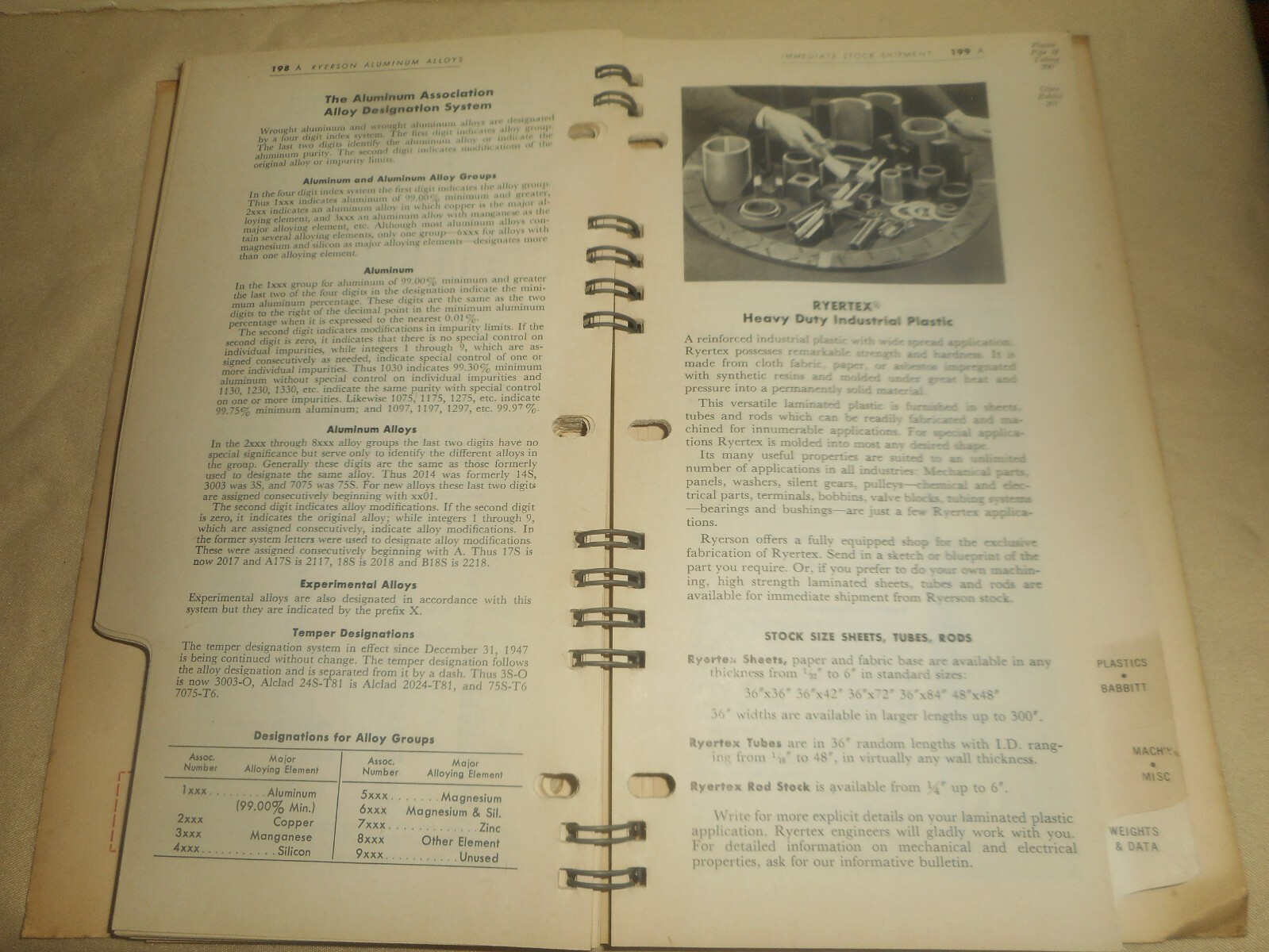 Ryerson Steel Catalog 1957-58 Aluminum Steel Stock Tool Presses Data Handbook
