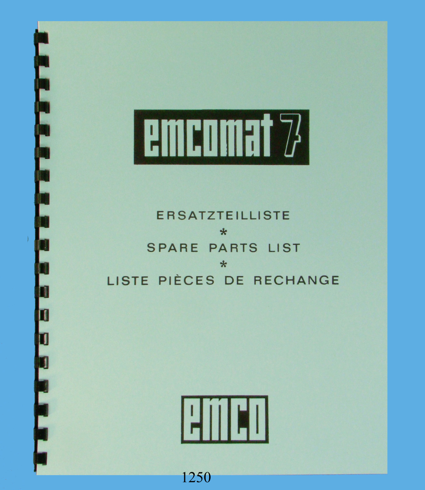 Emco Emcomat 7 Lathe Service Parts List Manual *1250