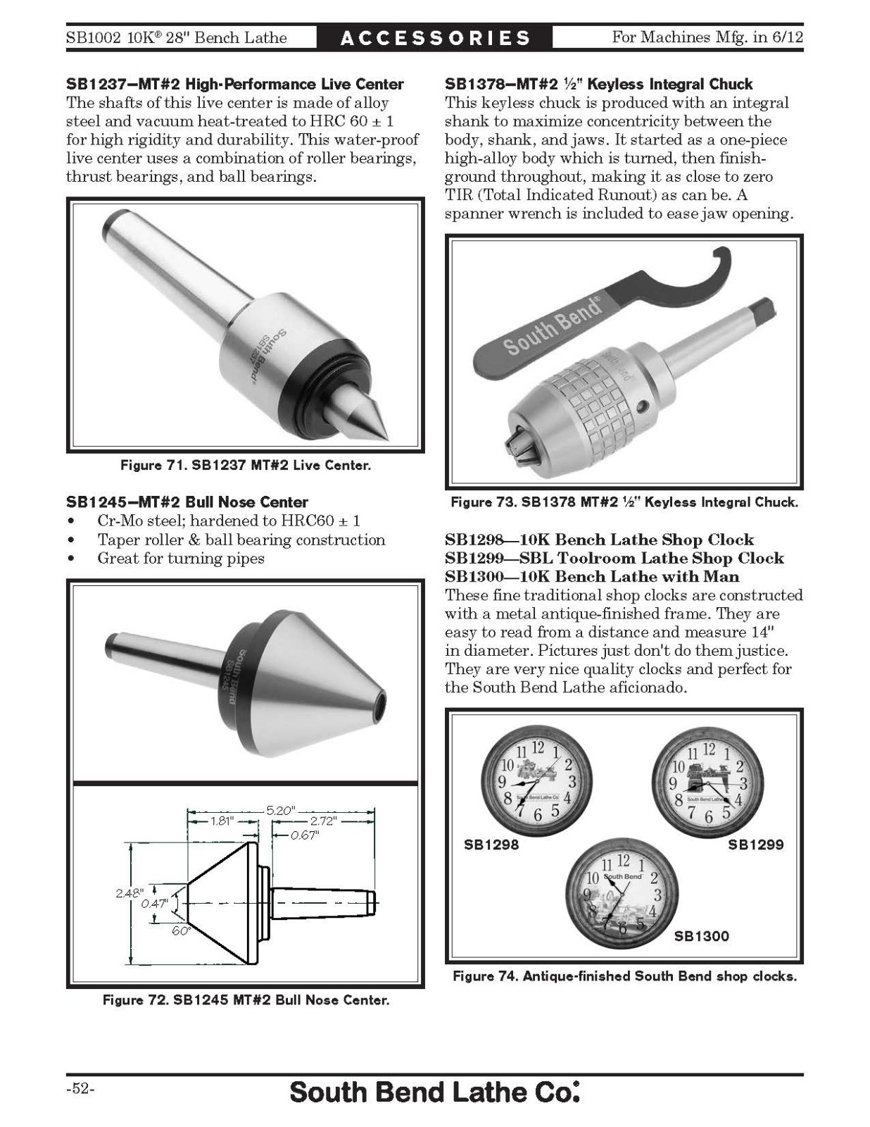 28″ Bench Lathe Owner’s Operator Manual Fits South Bend Model SB1002 10K SN 1201