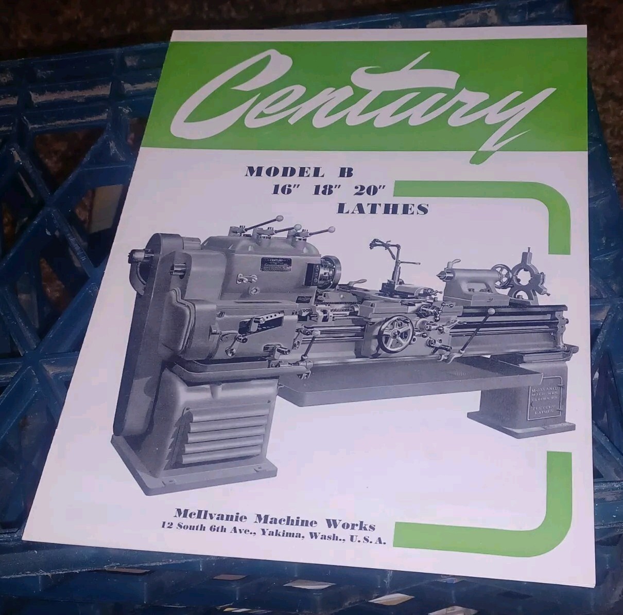 McILVANIE MACHINE WORKS CENTURY LATHE Catalog Book Model B 16 18 20″ Geared Head