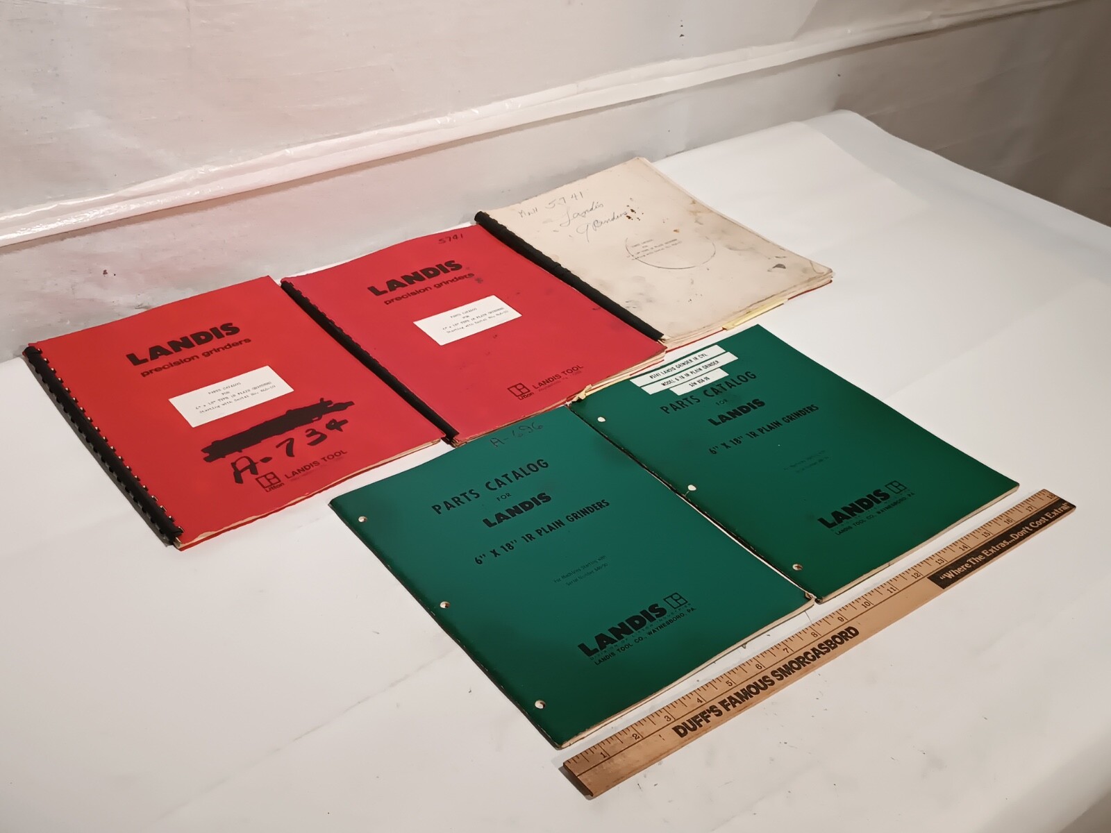 Lot of 5 Landis Tool 6″x18″ 1R Plain Grinder Machine Parts Catalogs, as shown