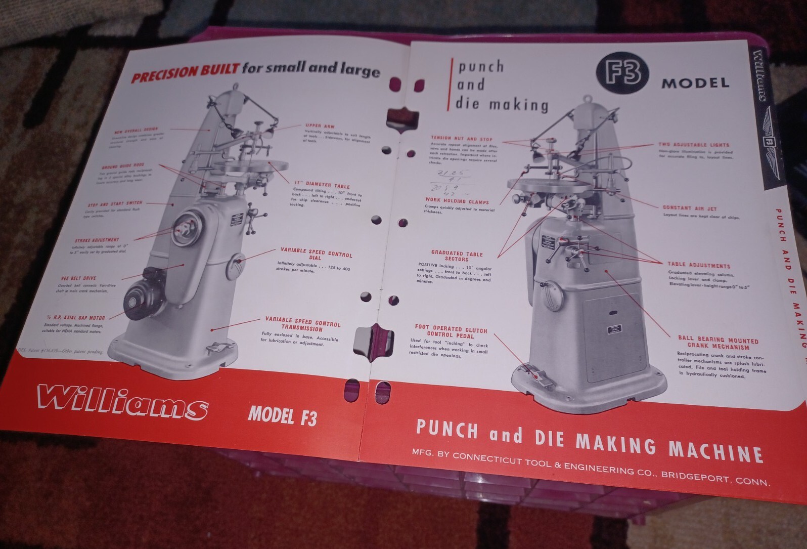 Connecticut Tool & Engineering Company PUNCH DIE MAKING MACHINE WILLIAMS CATALOG