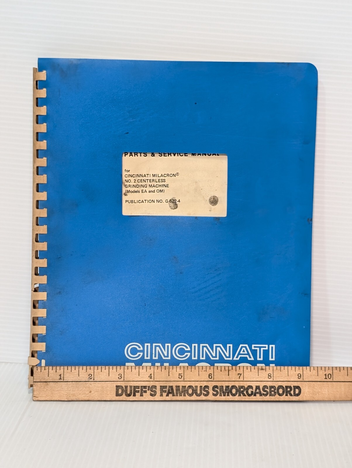 Cincinnati G-522-4 Parts & Service Manual for No. 2 Centerless Grinding Machine