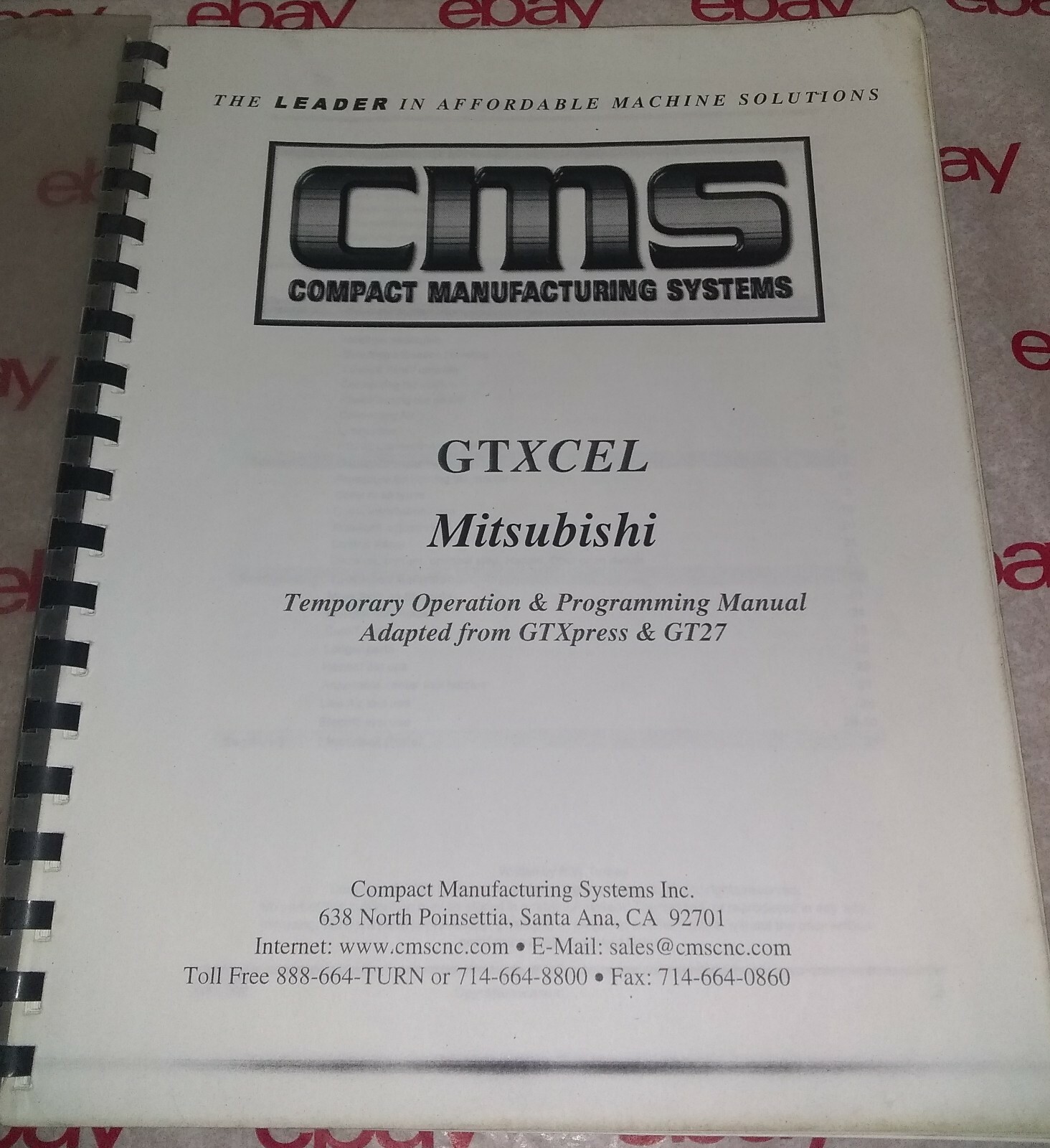 Mitsubishi 64 GTXCEL Programming Operation Manual 2002 Compact Mfg Systems E1A1