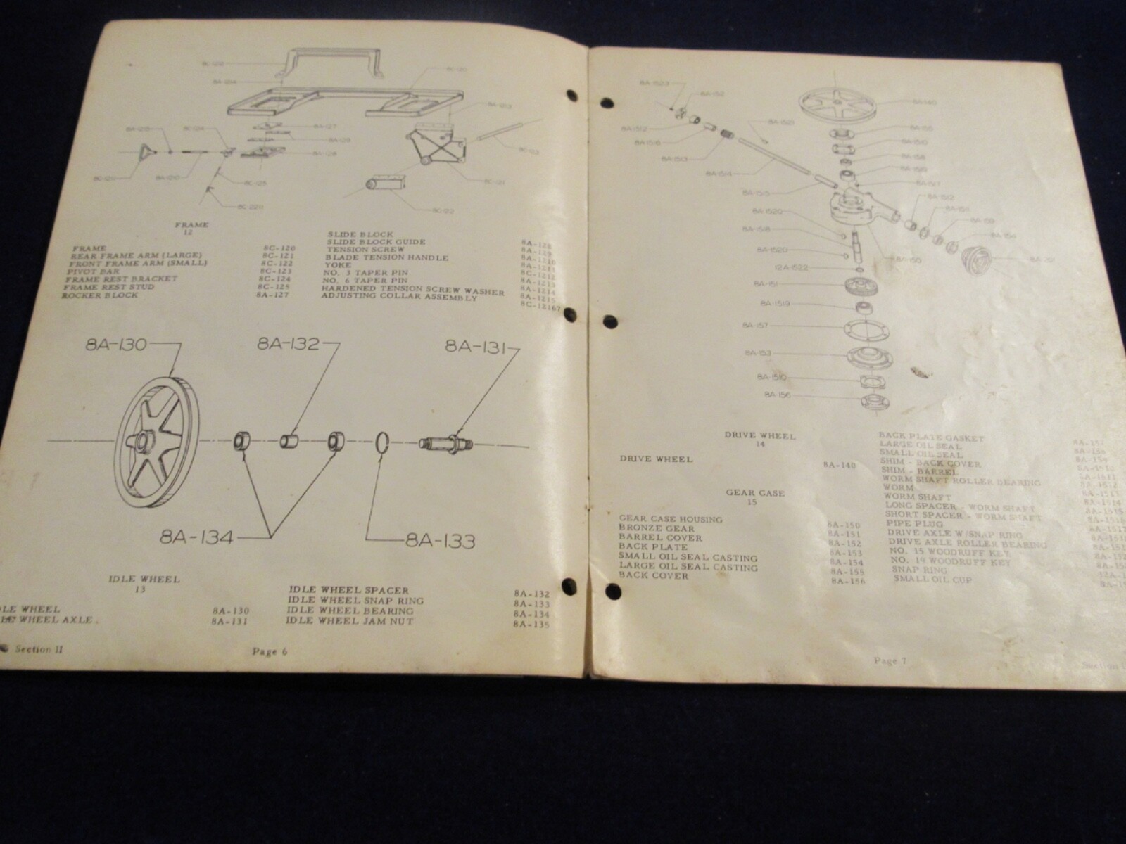 Kalamazoo Service & Parts Model 8C Metal Cutting Bandsaw Manual Q626