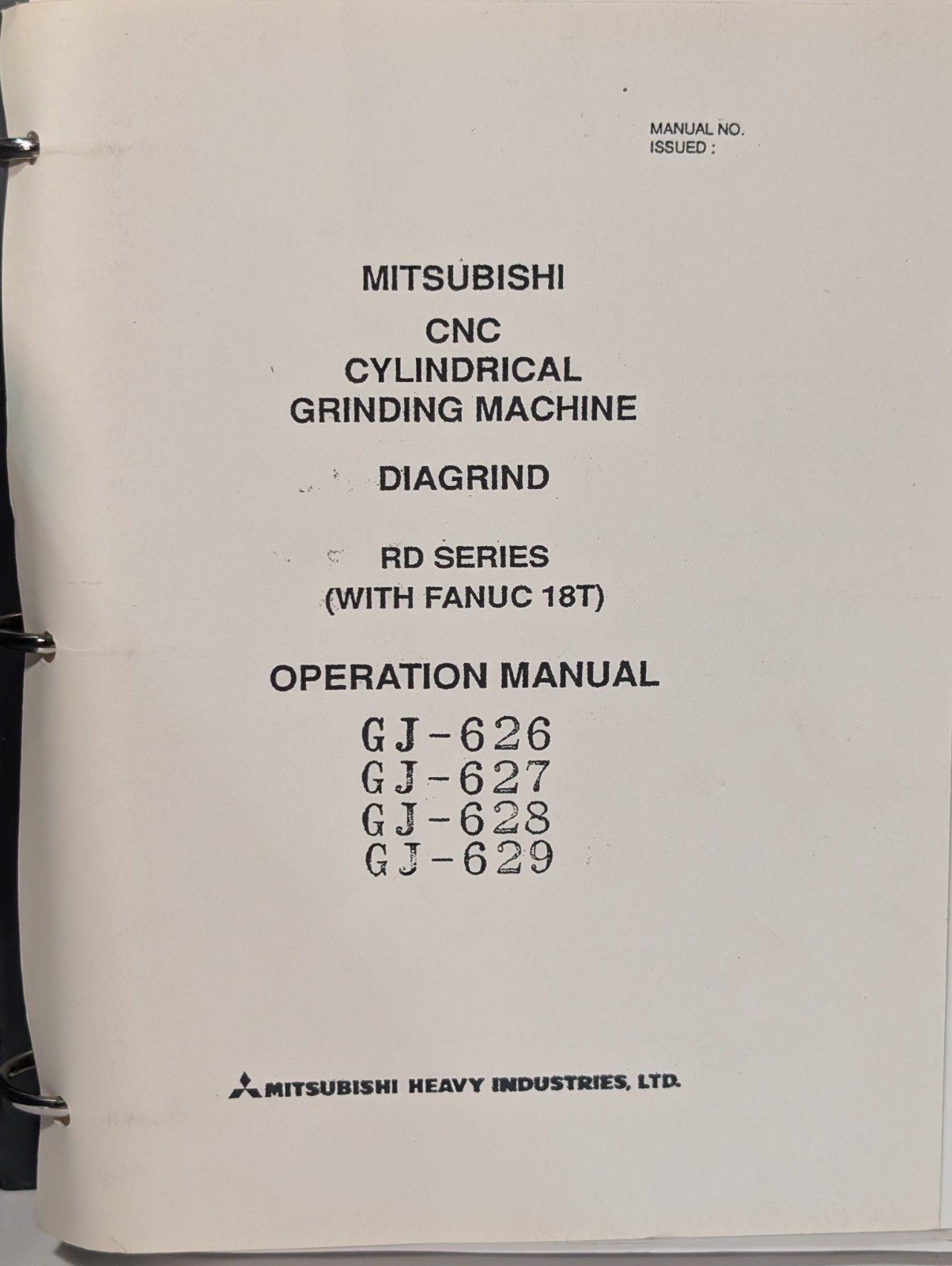 Mitsubishi Manual for CNC “Diagrind” Cylindrical Grinding Machine, RD Series