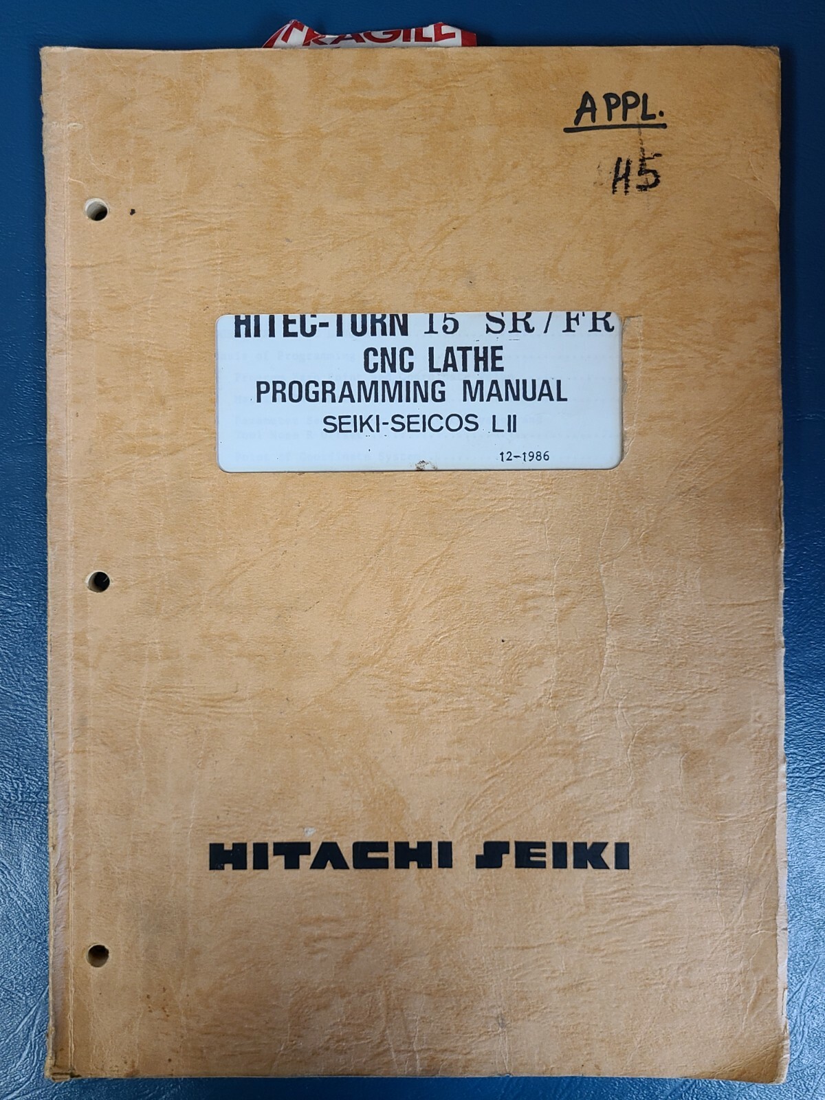 Hitachi Seiki Programming Manual 15 SR/FR series Seiki-Seicos LII ORIGINAL