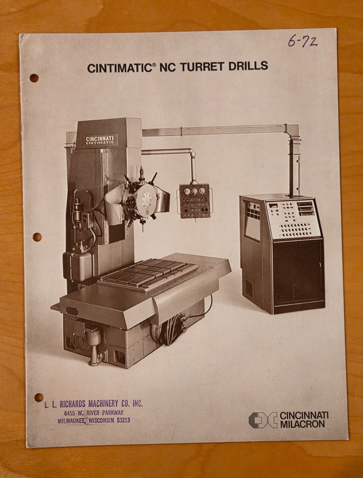 Cincinnati Milacron Cintimatic NC Turret Drill Sales Brochure 1972