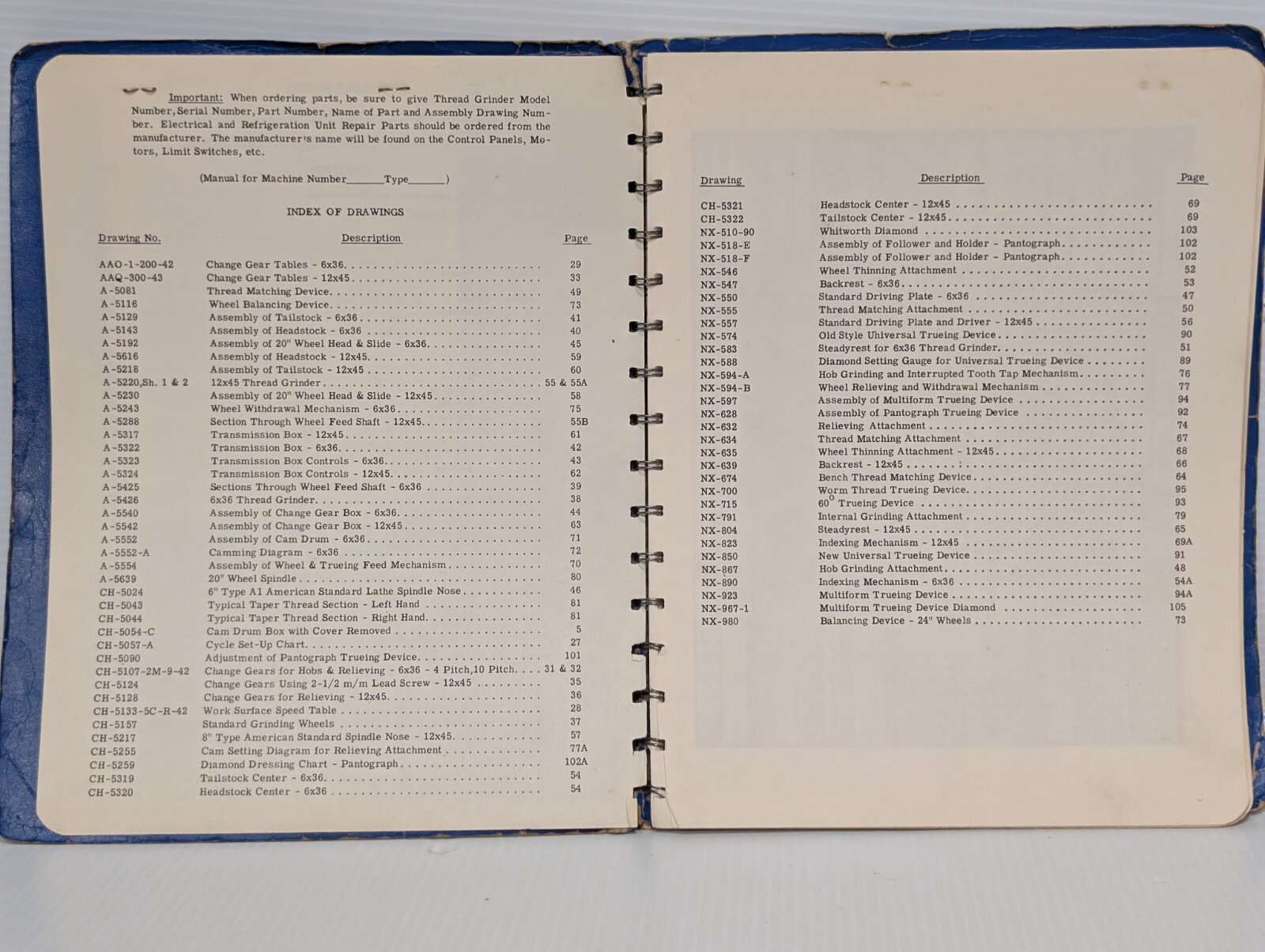 Lot of 2: Jones & Lamson TG-6×36, TG-12×45 Auto Thread Grinding Machine Manuals