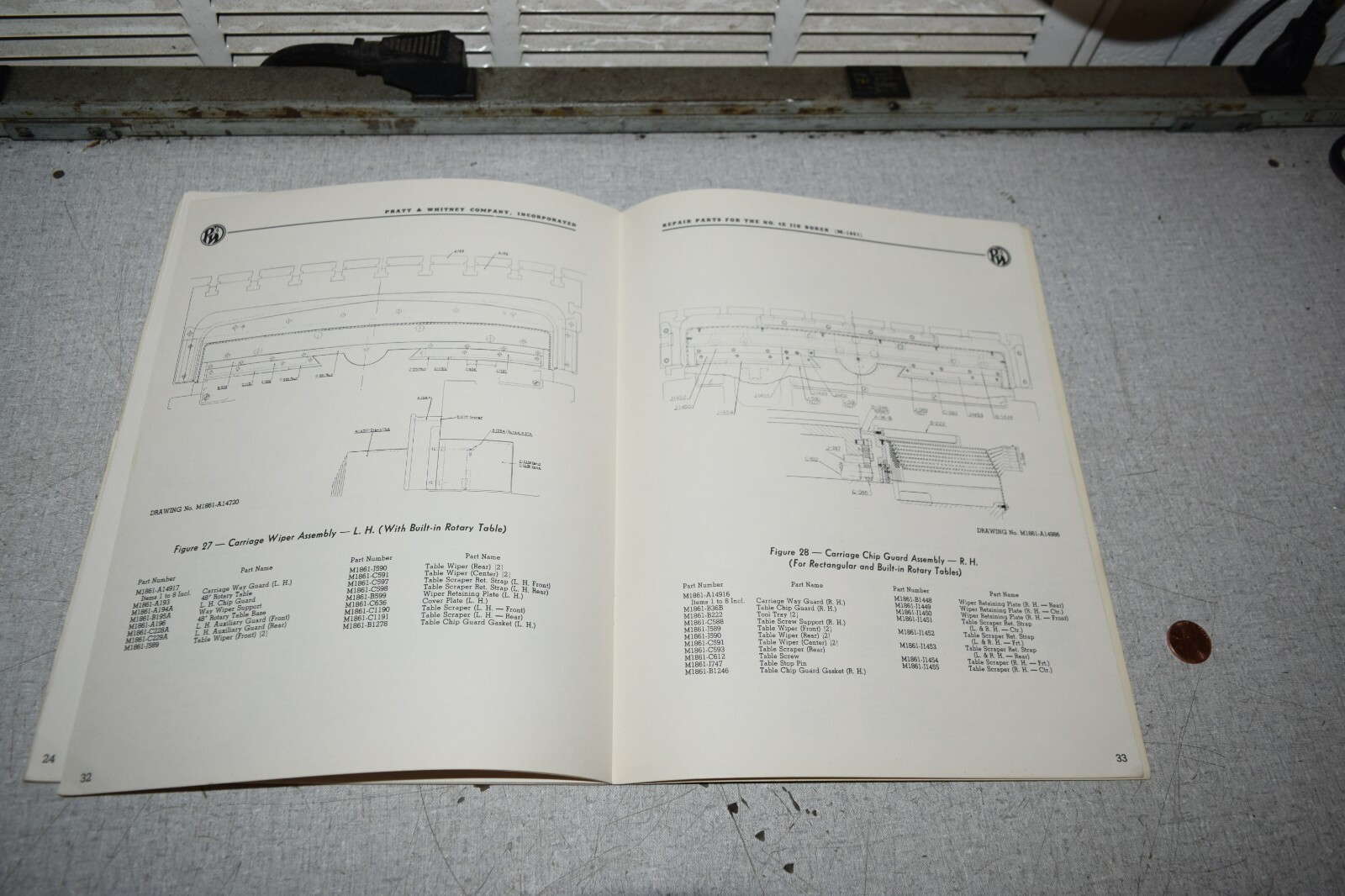 Pratt & Whitney No.4E Jig Borer M1861 Repair Parts Catalog Manual