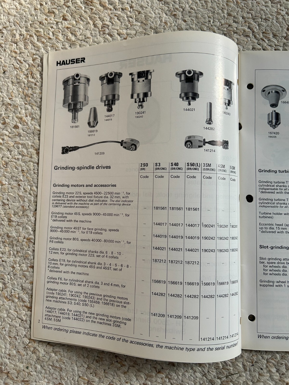 Hauser Tools & Accessories for Jig Grinding Machines, Sales Catalog, Swiss Made