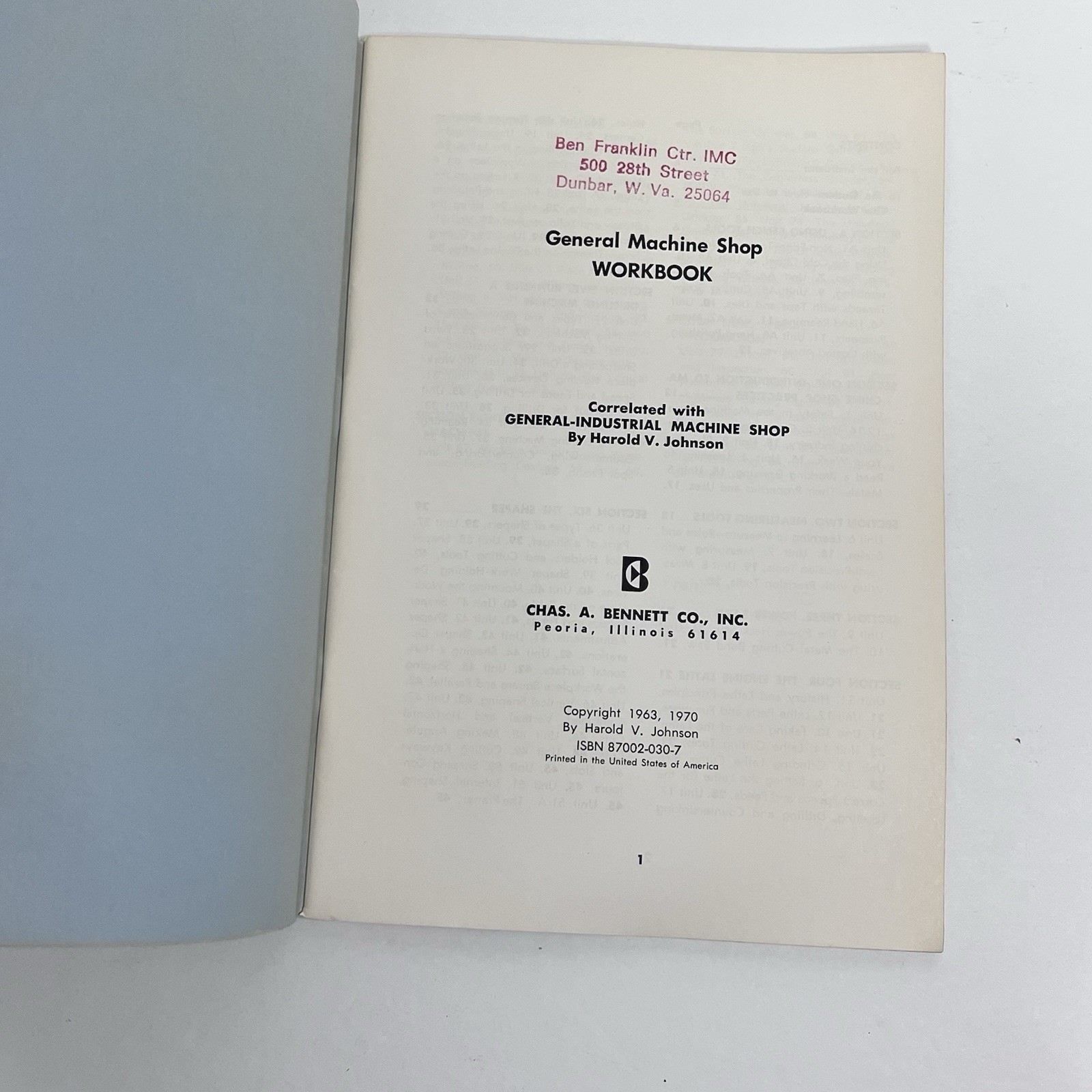 general machine shop workbook vtg 1970 general industrial machine shop ephemera