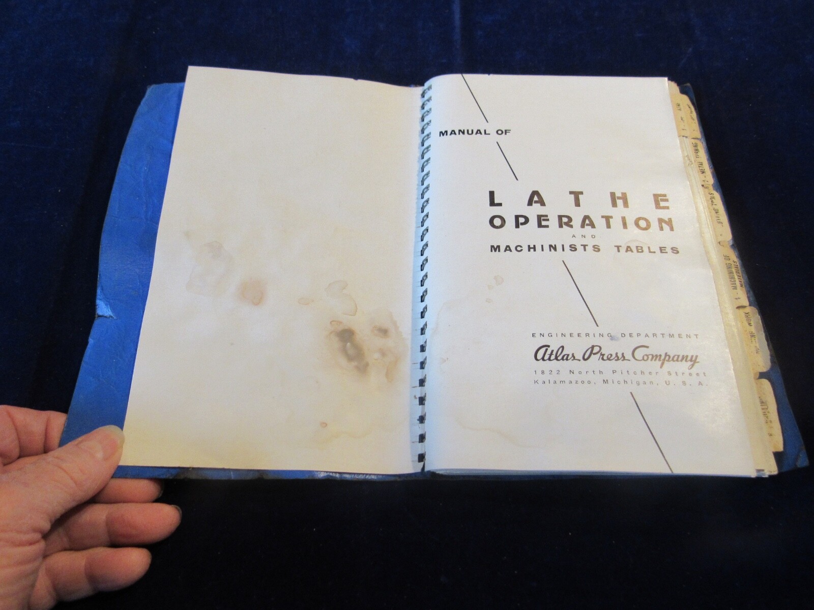 Lathe Operation Manual & Machinists Tables Book 1937 Vintage Atlas Press USA S90