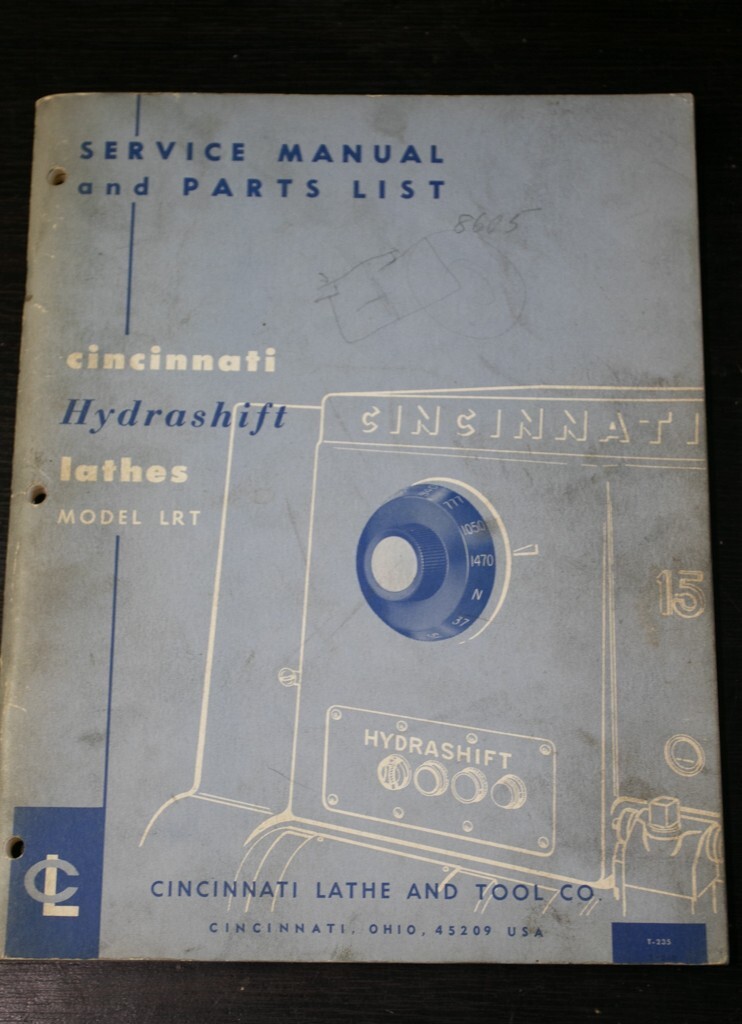 Cincinnati LRT Lathe 1965 Service & Parts Manual 10″ 13″ 15″ 17″ 19″ 22″ & 26″