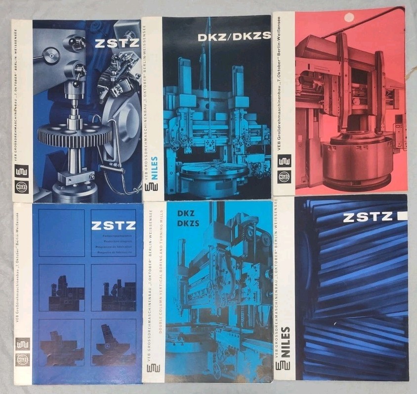 VEB Niles WMW German 6 Catalog Lot Gear Grinding Boring Industrial Machines Vtg