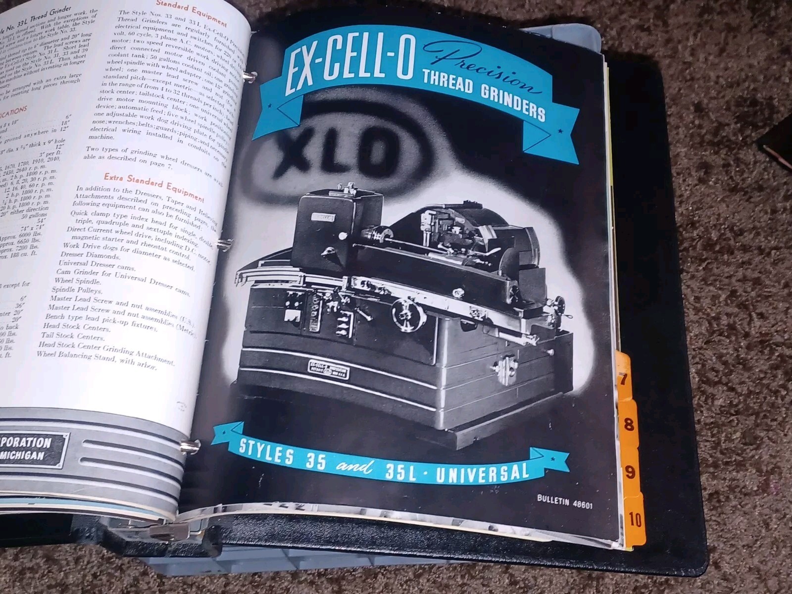 Ex-Cell-O Corporation MACHINE TOOLS Sales Binder Catalog Lot XLO Boring Grinders