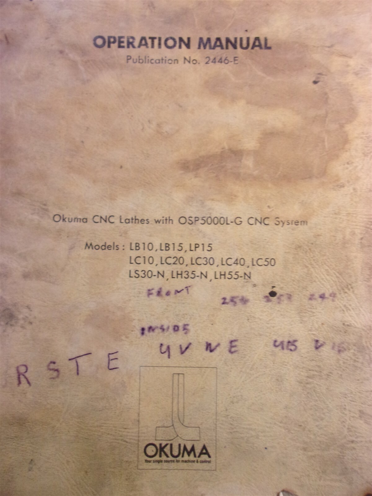 Okuma CNC Lathe Operation Manual 2446-E volume 2 1985 *FREE SHIPPING*