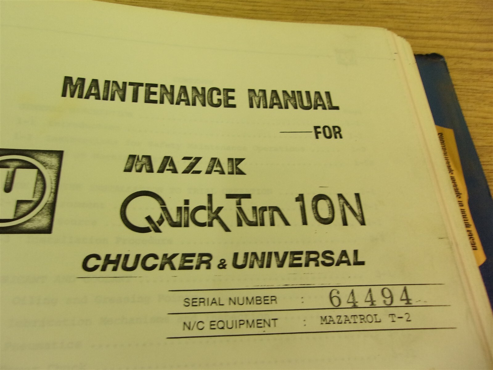Yamazaki Maintenance Manual mazak Quick turn ION 141M039 “5” *FREE SHIPPING*