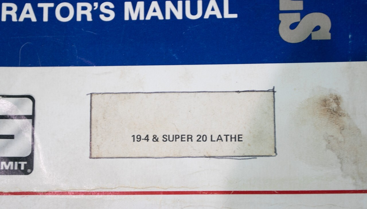 Summit 19-4 & SUPER 20 Lathe Instructions Parts & Electrical Manual 1981 Pg 134