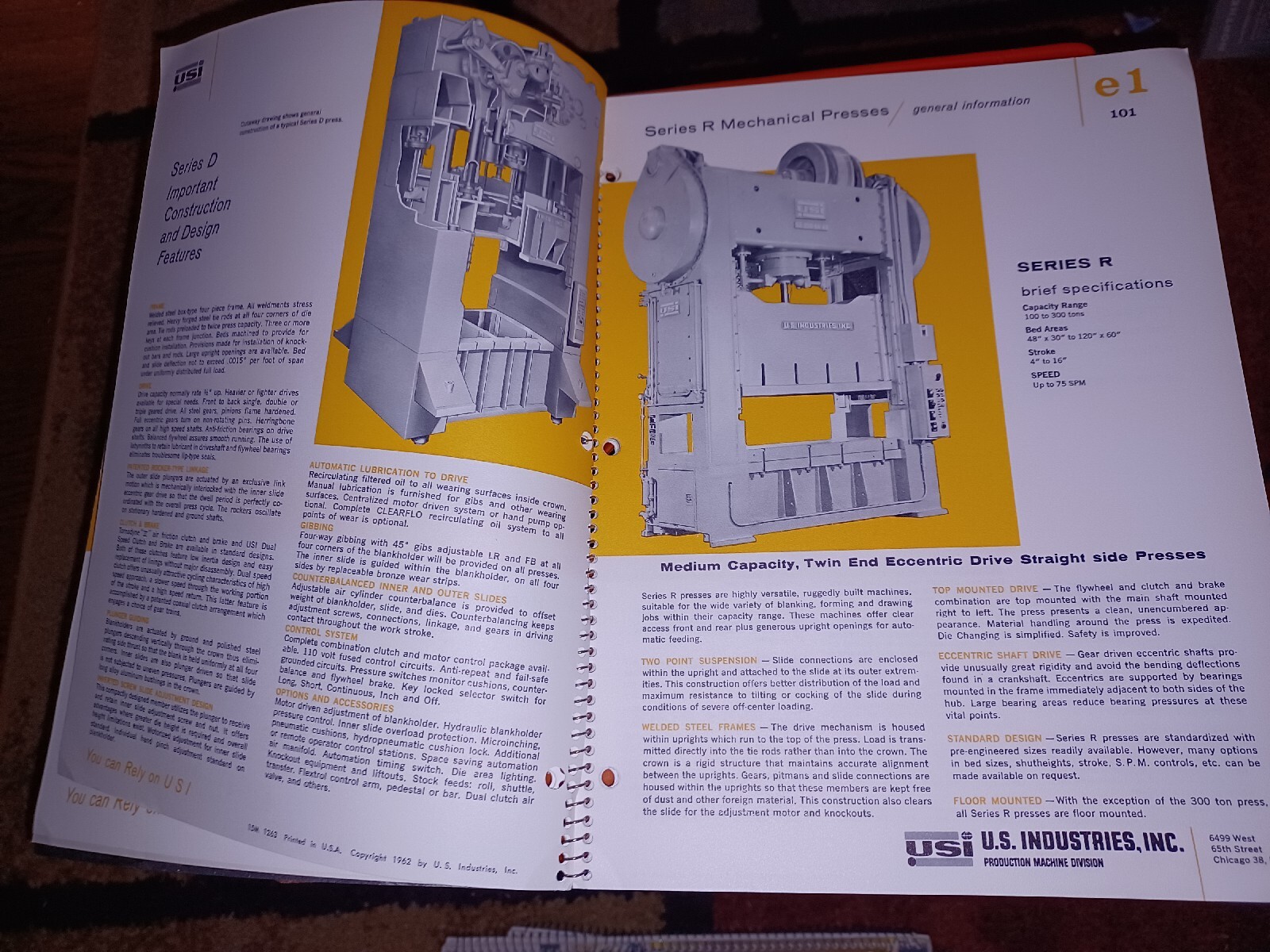 USI US Industries Inc GENERAL PRESS CATALOG BOOK A1 800 PRODUCTION MACHINE DIVIS