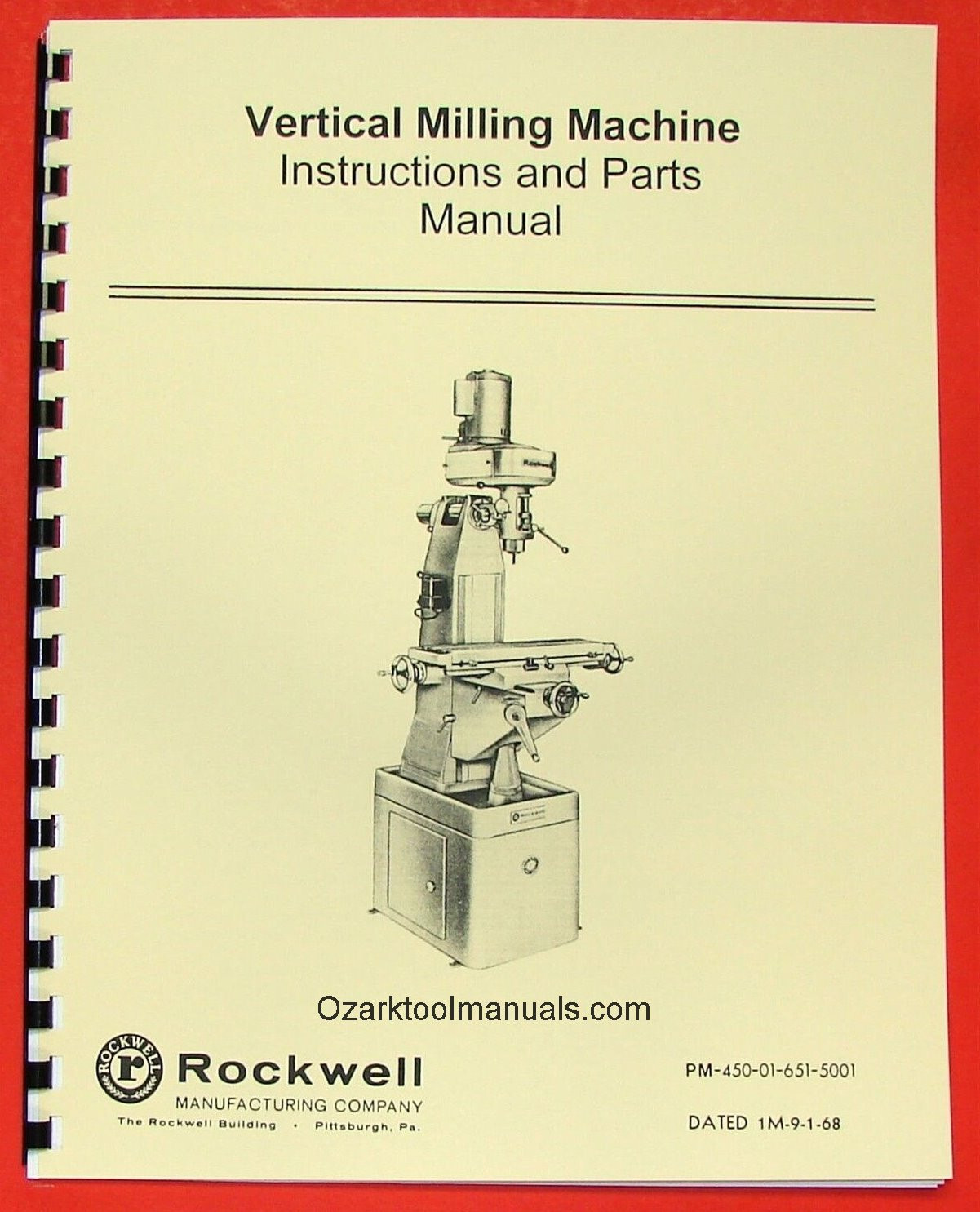 ROCKWELL Vertical Mill Machine Owner Operator Parts Manual 0623