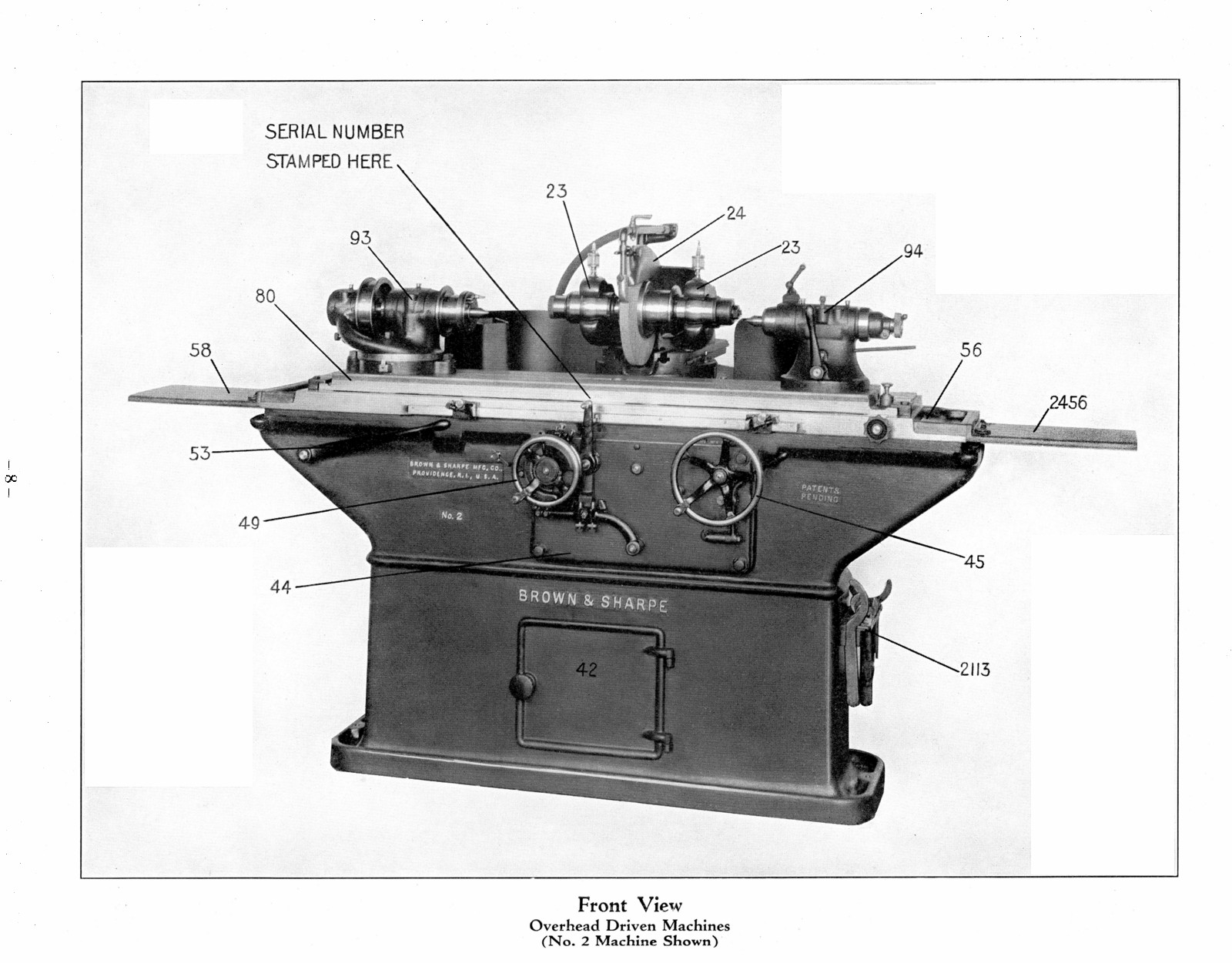 BROWN & SHARPE Nos. 1, 2, 3, & 4 Universal Grinders Repair Parts Manual 0818