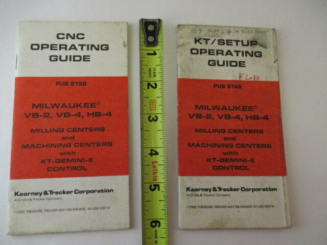 (2) Kearney & Trecker Operating Booklets, VB-2, VB-4, HB-4, Pub # 814A, 815B, EC