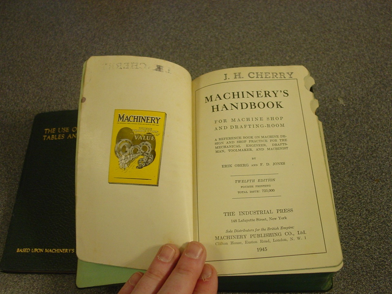 1945 Machinery’s Handbook 12th Edition Engineering Book Use of Handbook Included