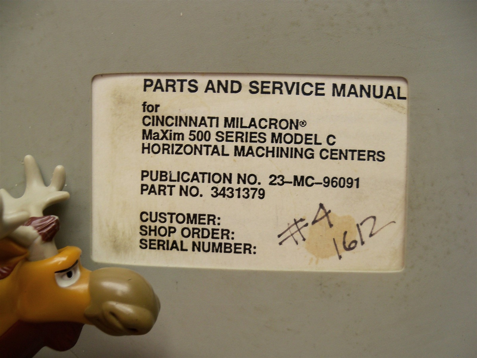 Cincinnati Maxim 500 Horizontal Machining 23-MC-96091 3431379 Parts Manual