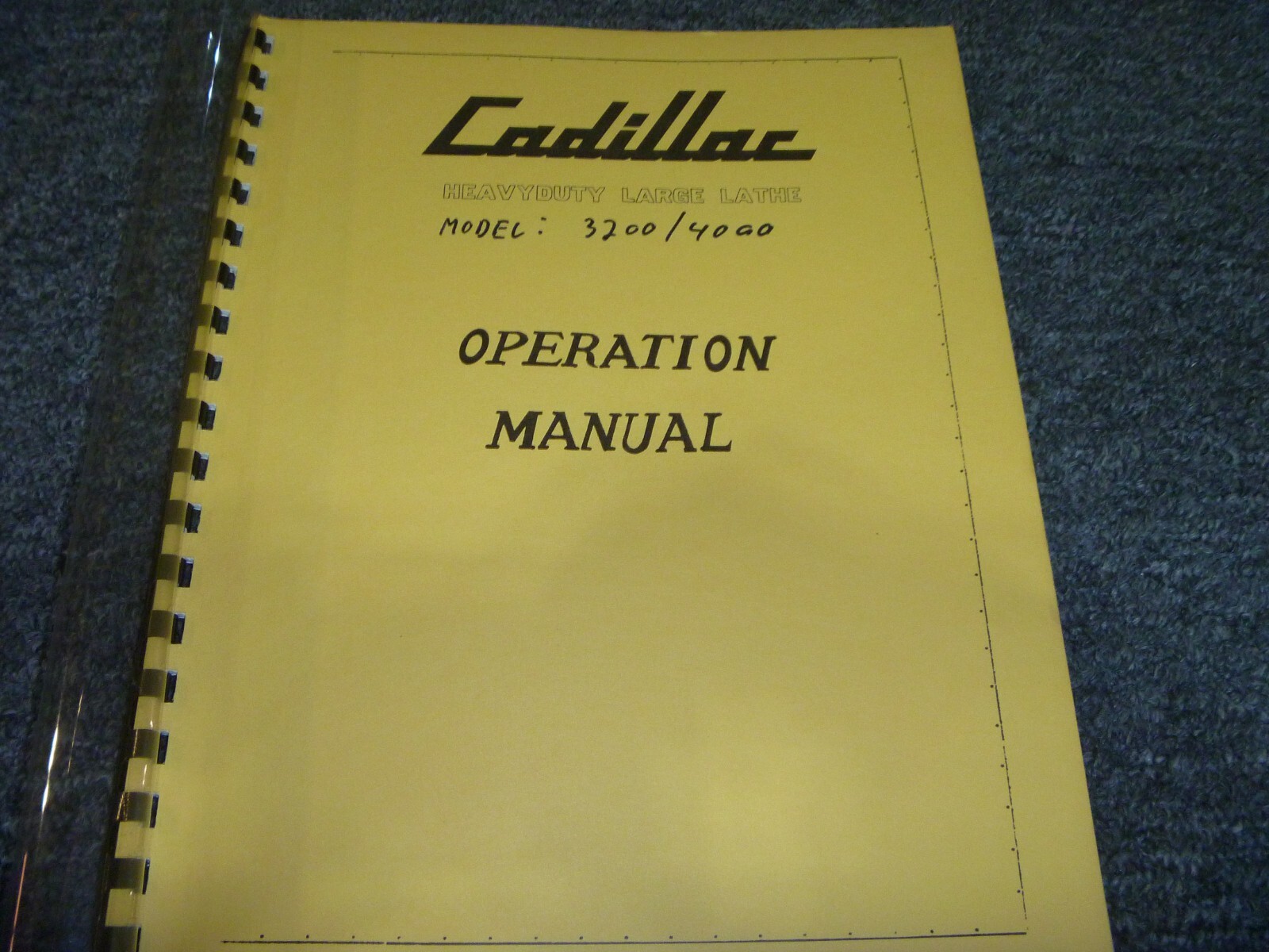 Cadillac 3200 & 4000 Series Heavy Duty Large Lathe Parts Catalog List Manual