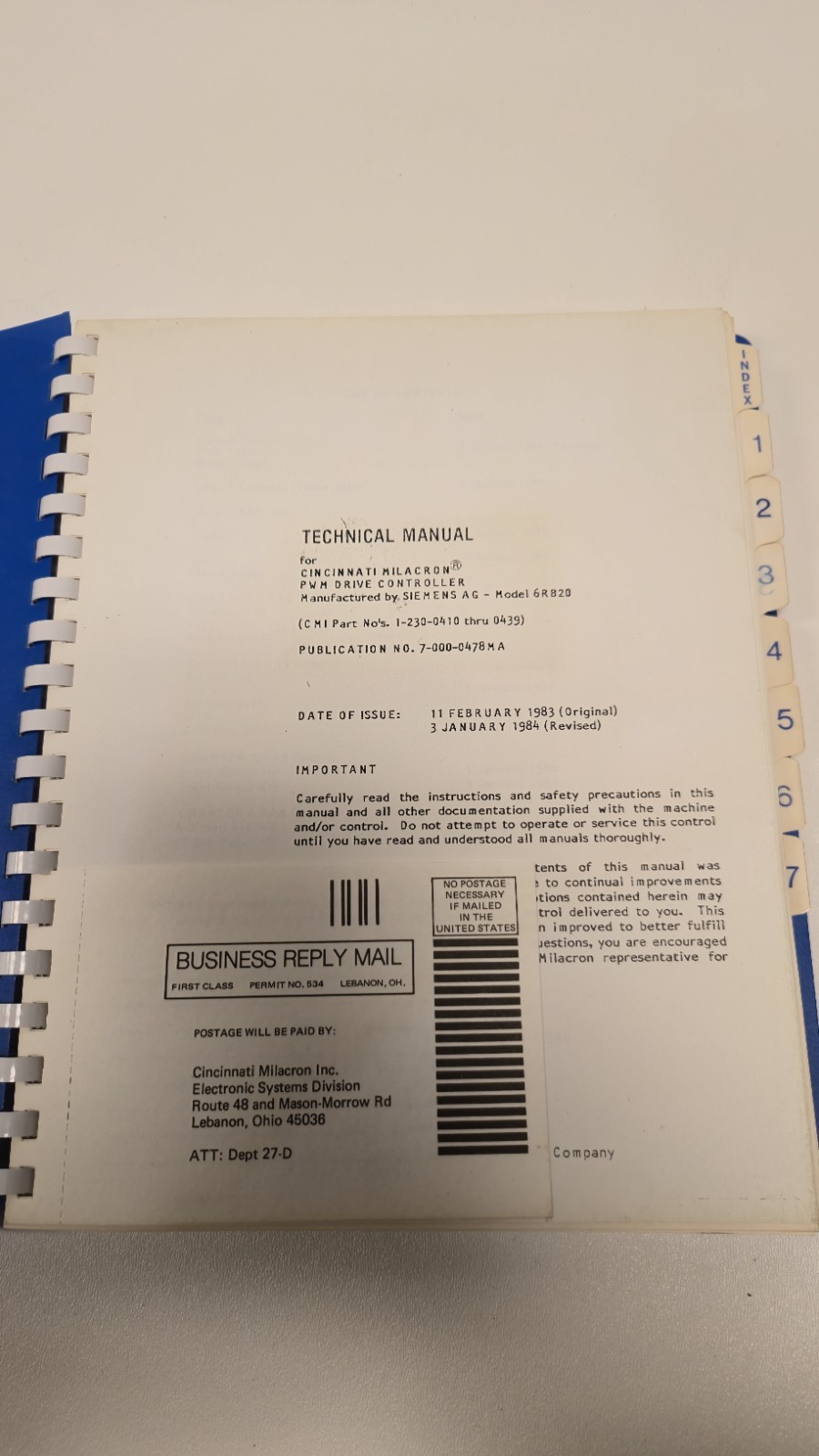 TECHNICAL MANUAL FORCINCINNATI MILACRON PWM DRIVE CONTROLLER