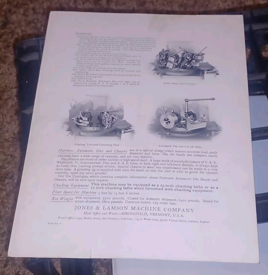 Jones & Lamson Machine Harrness Flat Turret Bar Work Lathe catalog TOOL FLYER